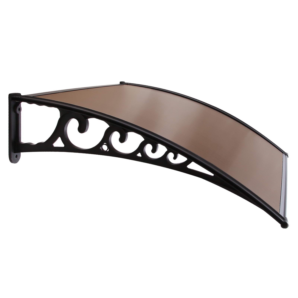 Instahut Window Awning Door Canopy 1m x 2m Brown view 4