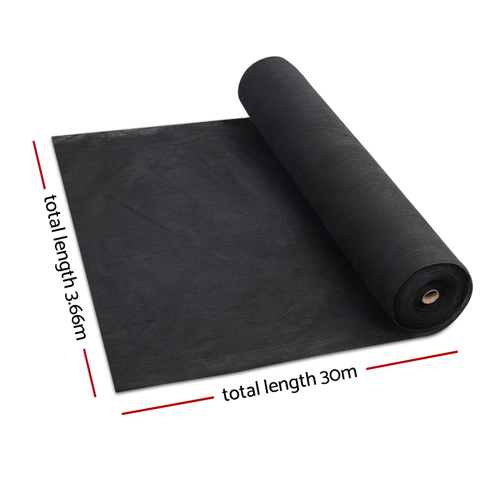 Instahut 30% Shade Cloth 3.66x30m Shadecloth Wide Heavy Duty Black view 2