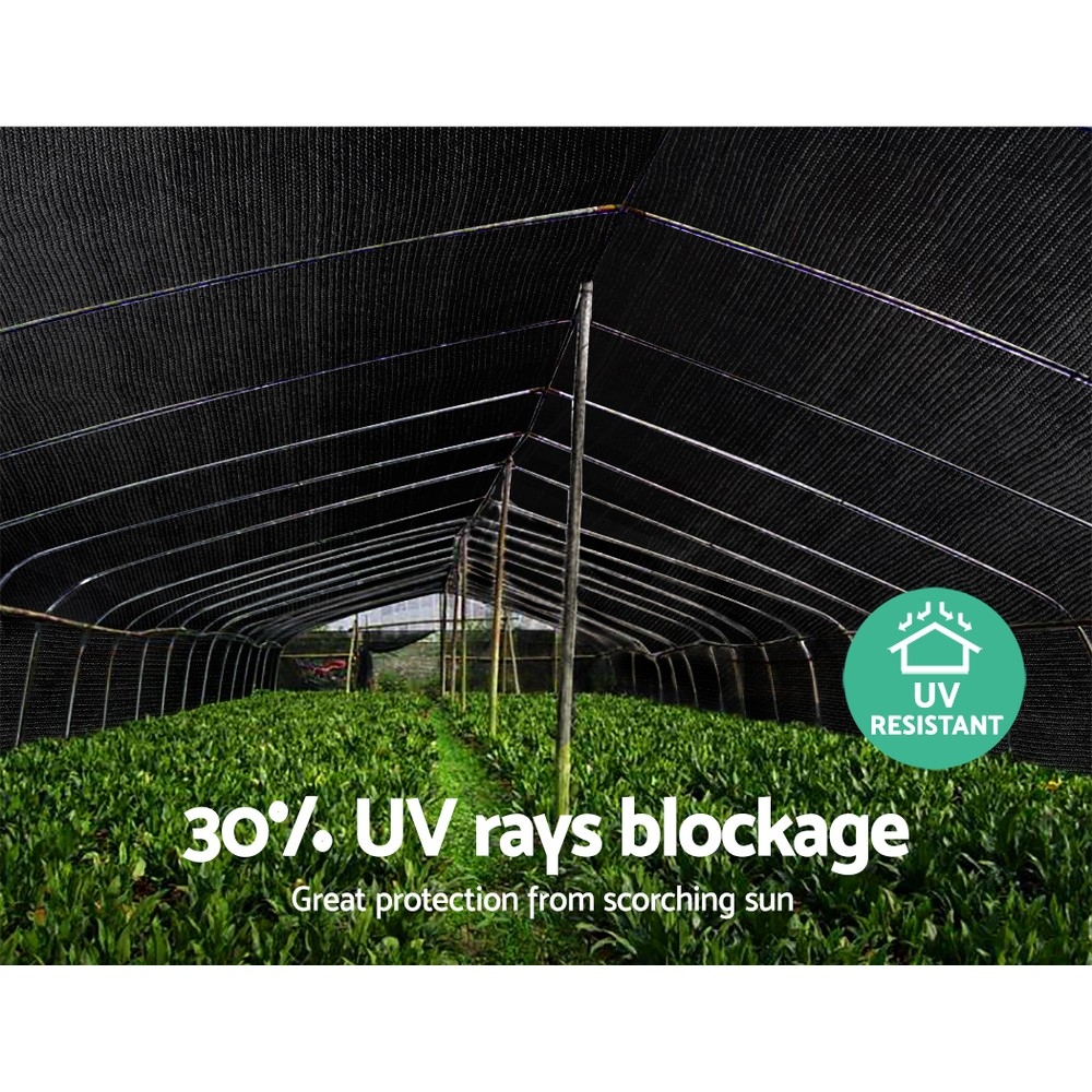 Instahut 30% Shade Cloth 3.66x30m Shadecloth Wide Heavy Duty Black view 6