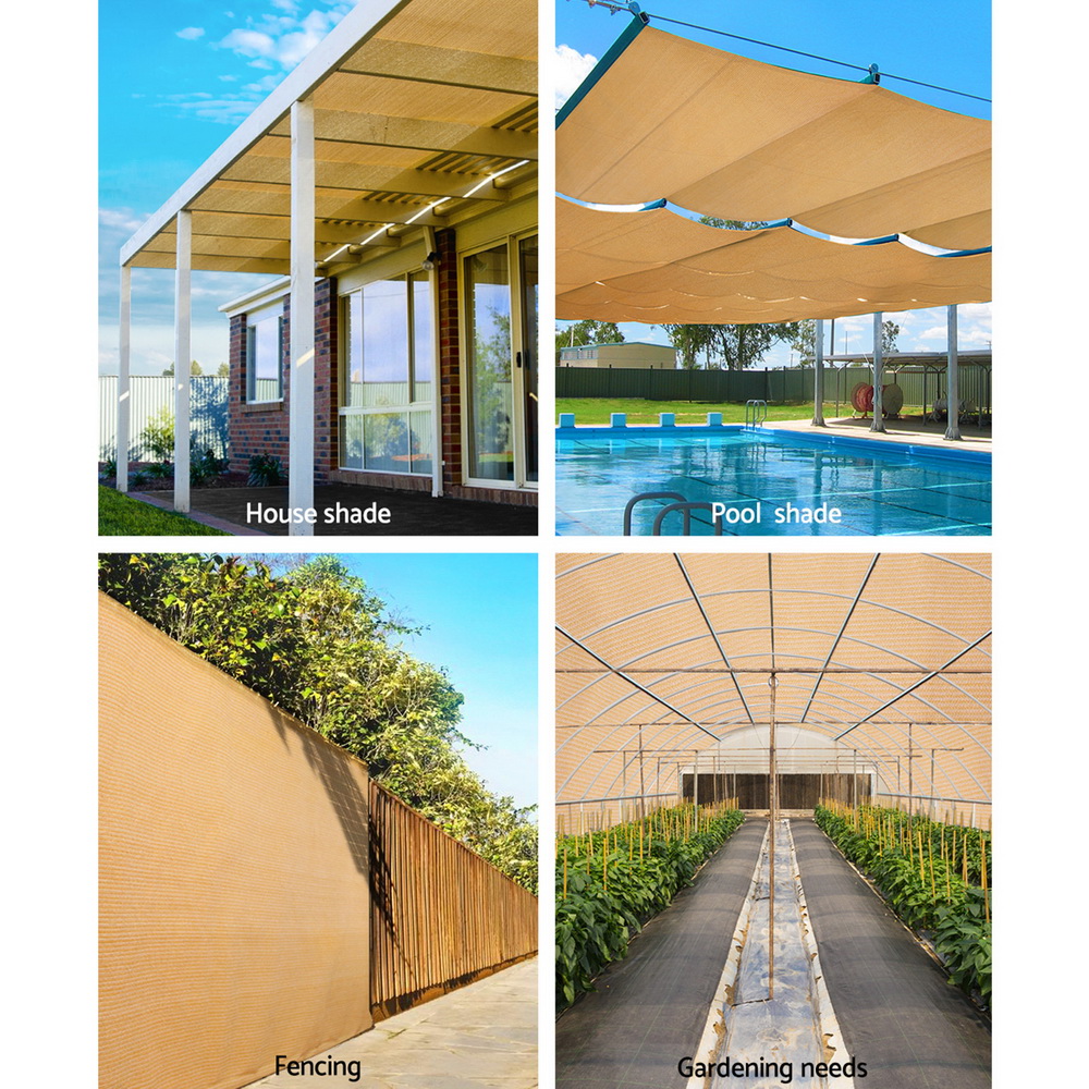 Instahut 90% Shade Cloth 3.66x30m Shadecloth Sail Heavy Duty Beige view 4