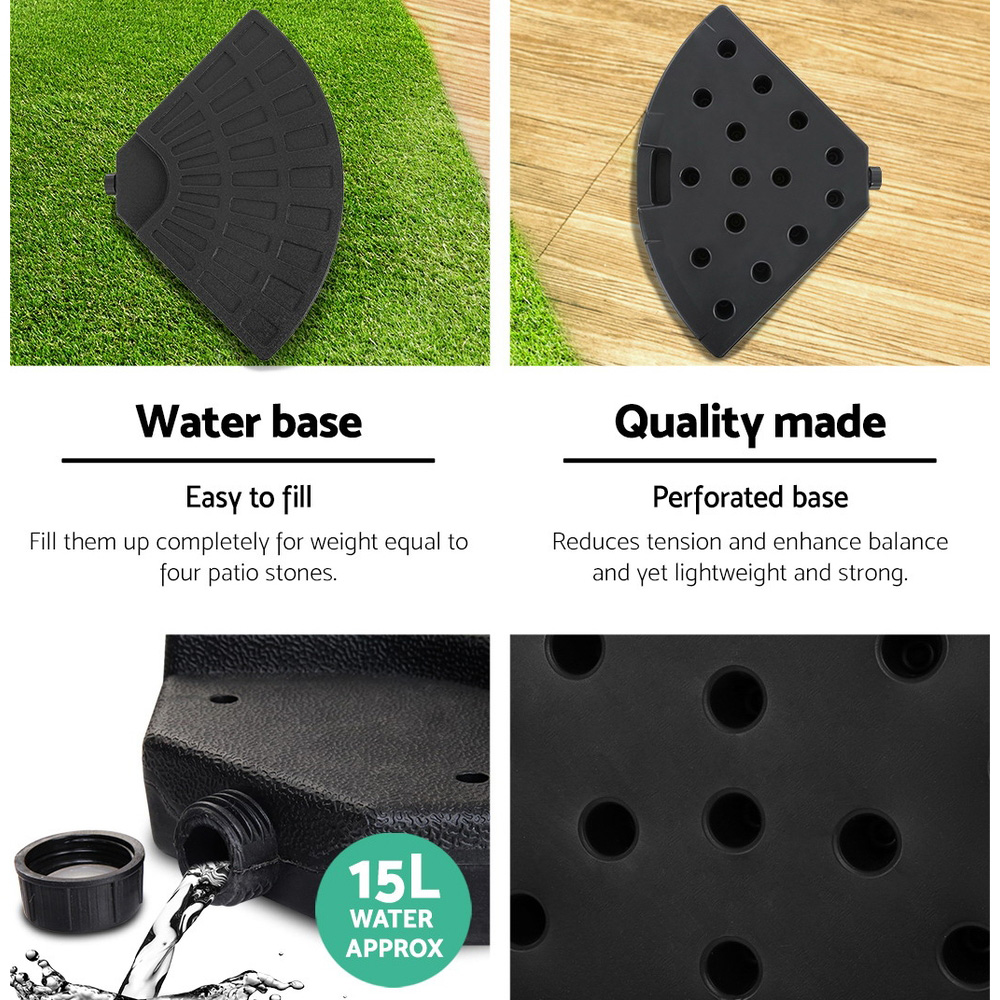 Instahut 3m Outdoor Umbrella w/Base Cantilever Beach Garden Patio Black view 5