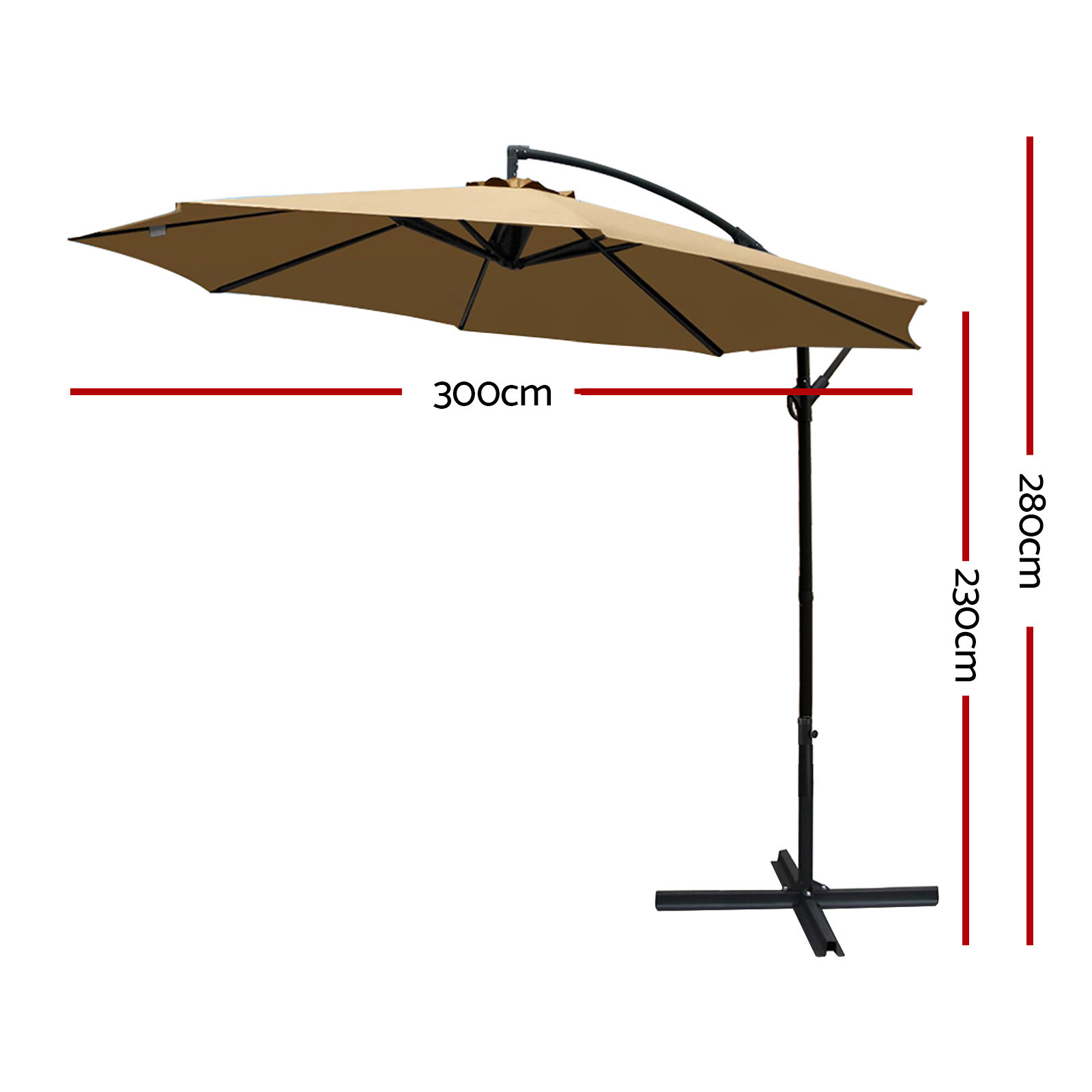 Instahut 3m Outdoor Umbrella Cantilever Beach Garden Patio Beige view 2
