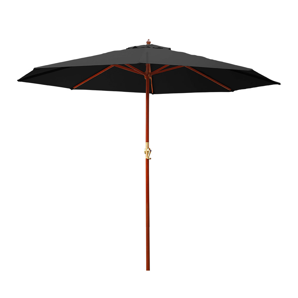 Instahut 3m Outdoor Umbrella Pole Umbrellas Beach Garden Sun Stand Patio Black — image 1