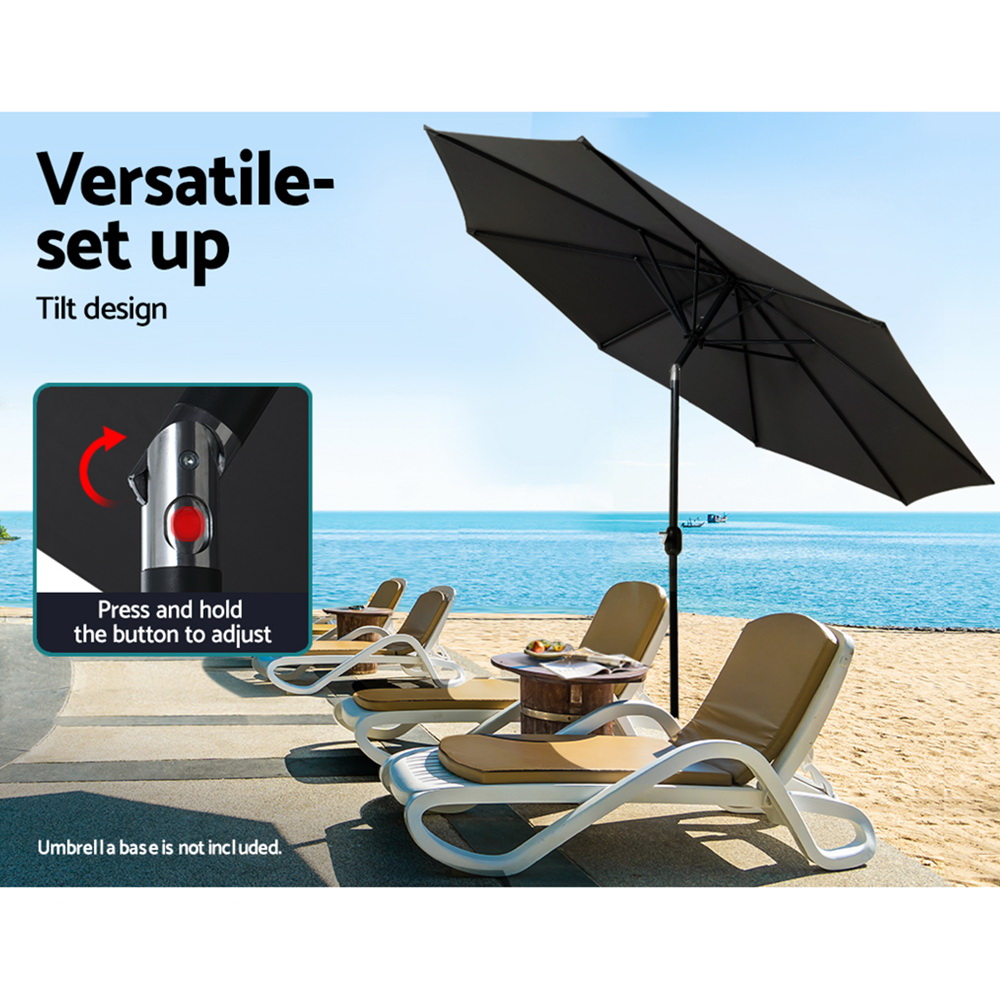 Instahut 3m Outdoor Umbrella Beach Pole Garden Patio Tilt Black view 4