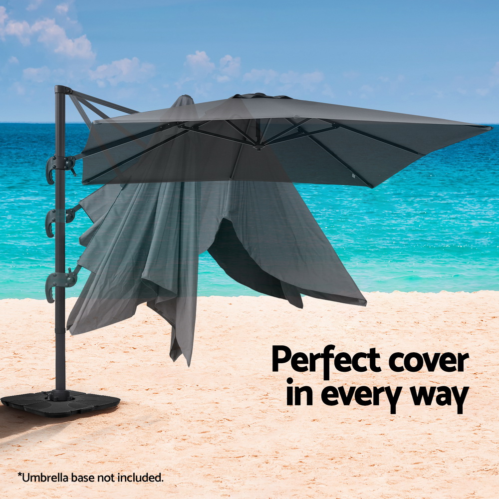Instahut Outdoor Umbrella 3m Umbrellas Cantilever Stand Sun Roma 360 Degree view 5