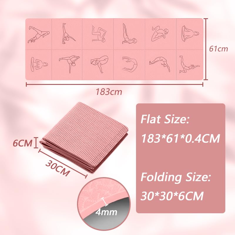 Portable Foldable Yoga Mat – Dual-Sided Non-Slip TPE Exercise Mat for Yoga view 2