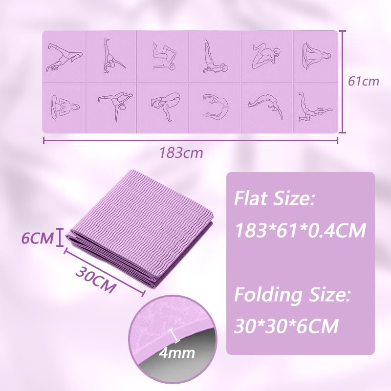 Portable Foldable Yoga Mat – Dual-Sided Non-Slip TPE Exercise Mat for Yoga view 2