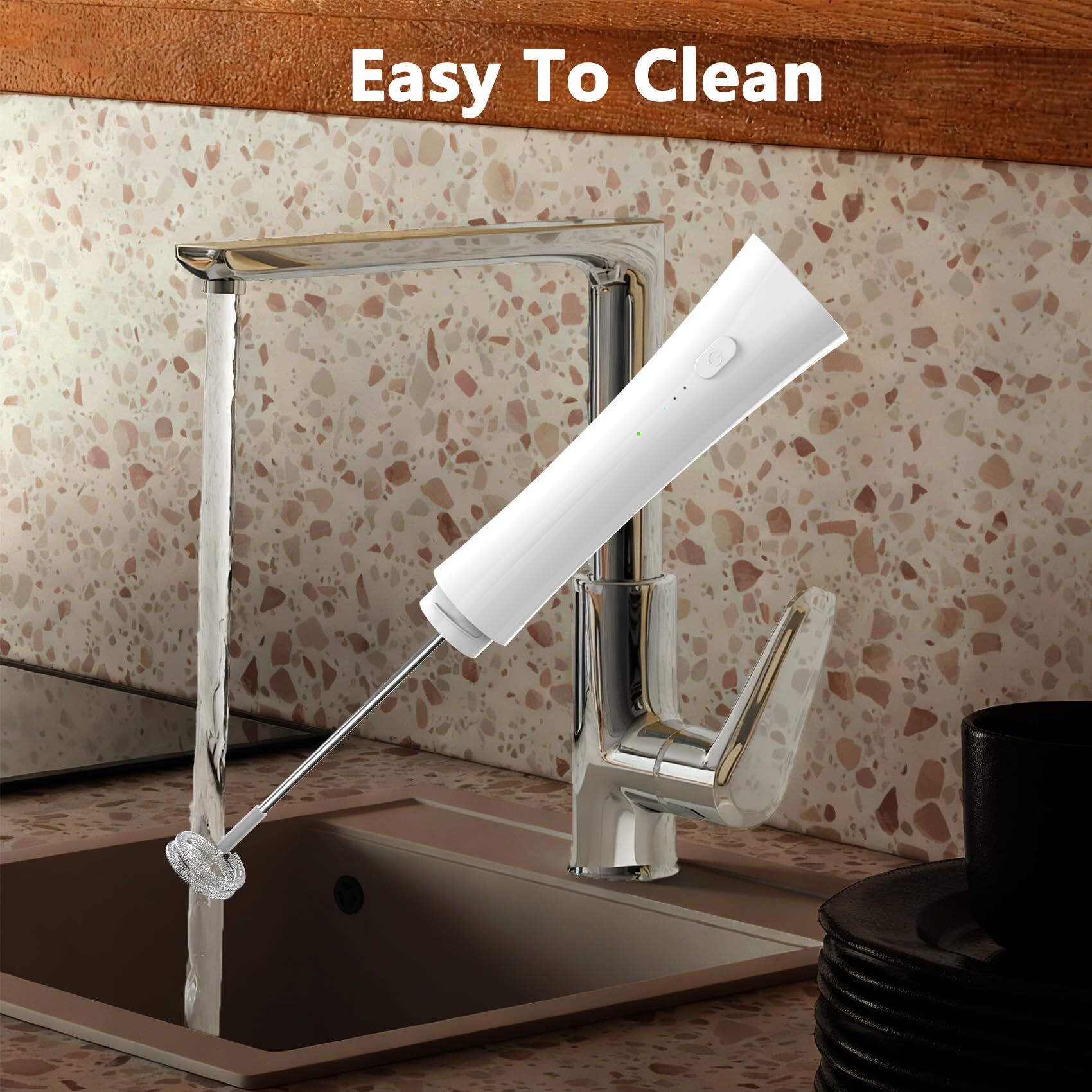White Hands-Free Milk Frother – 2000mAh Rechargeable Coffee & Drink Mixer for view 5