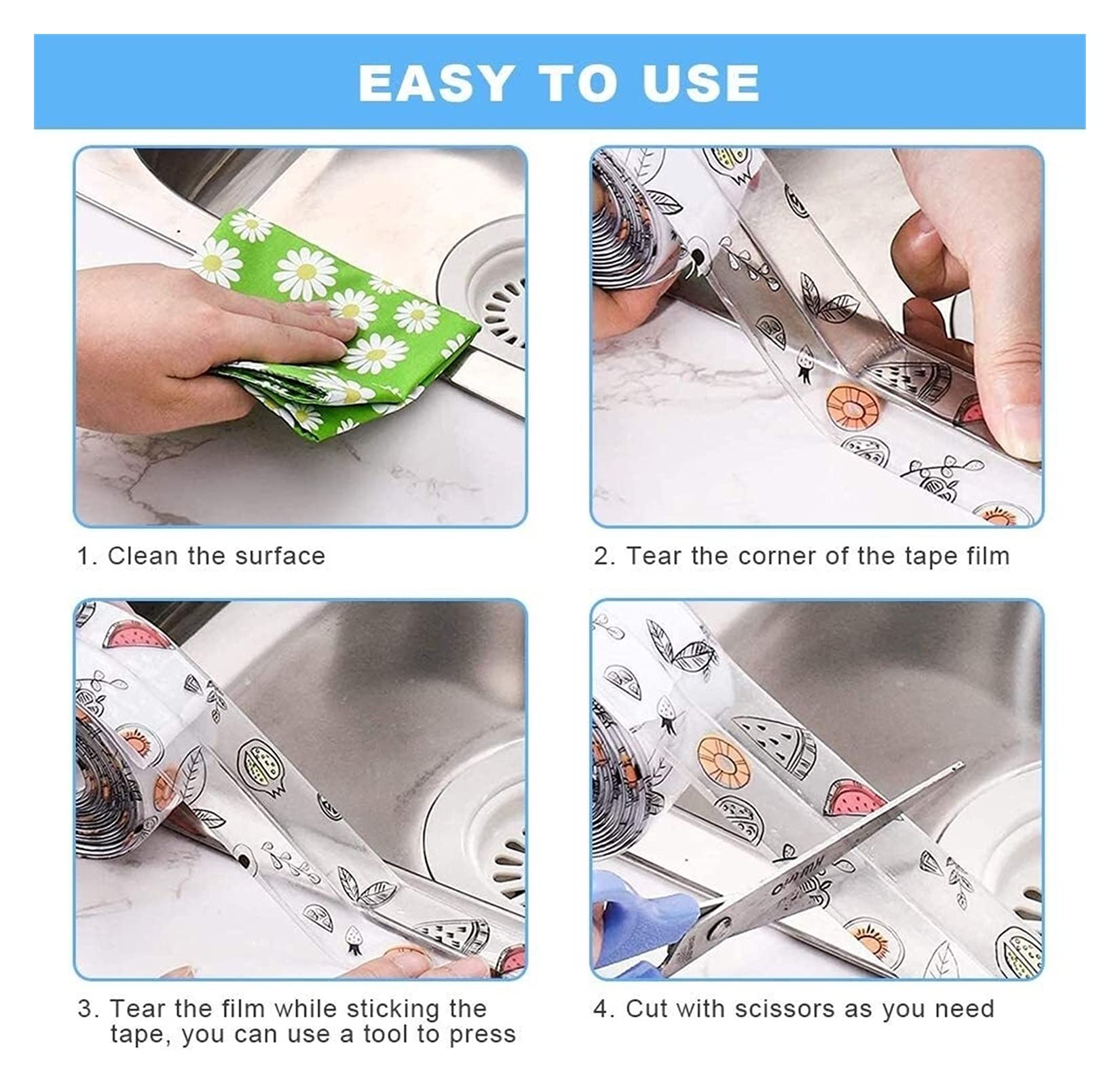 2-Pack Waterproof Self-Adhesive Sealant Tape – Transparent PVC Edge Strip for view 5