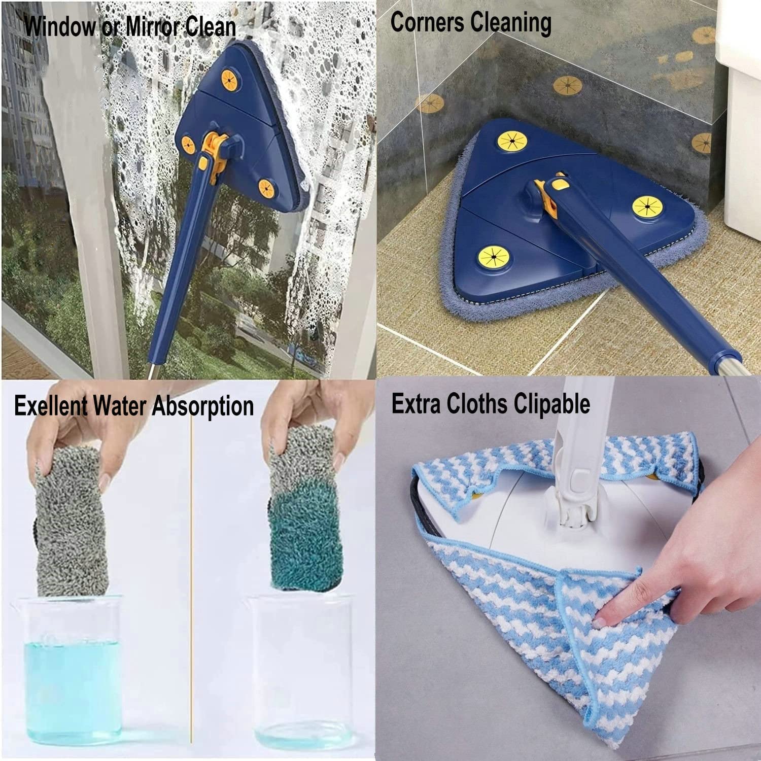 360° Rotating Triangular Floor Mop with Auto-Squeeze System – Easy Twist view 6