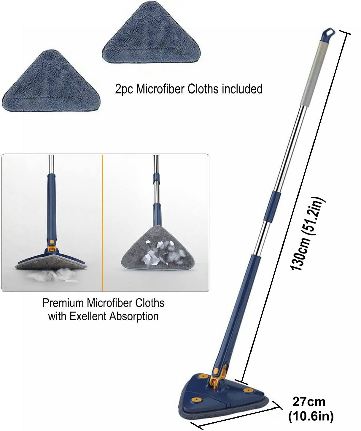 360° Rotating Triangular Floor Mop with Auto-Squeeze System – Easy Twist view 7