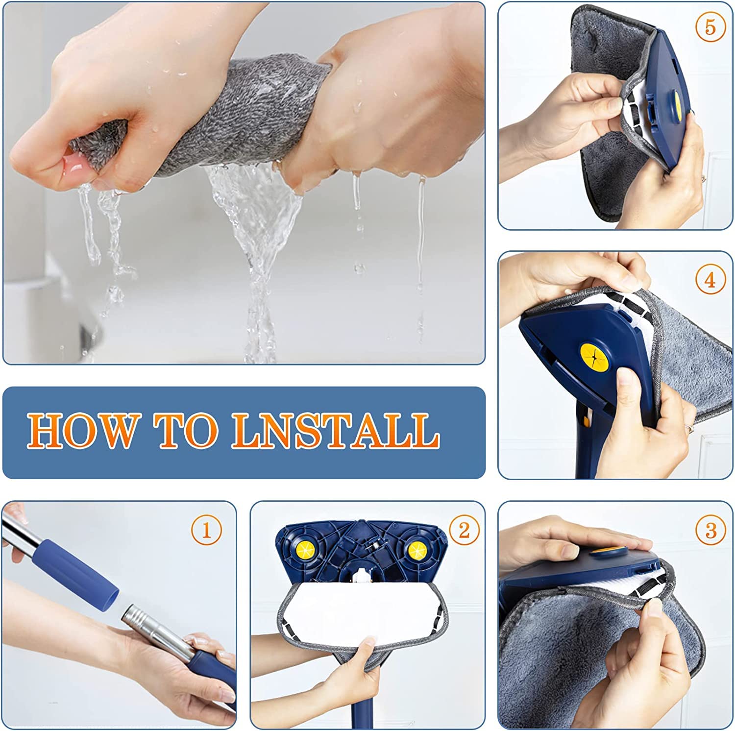 360° Rotating Triangular Floor Mop with Auto-Squeeze System – Easy Twist view 8