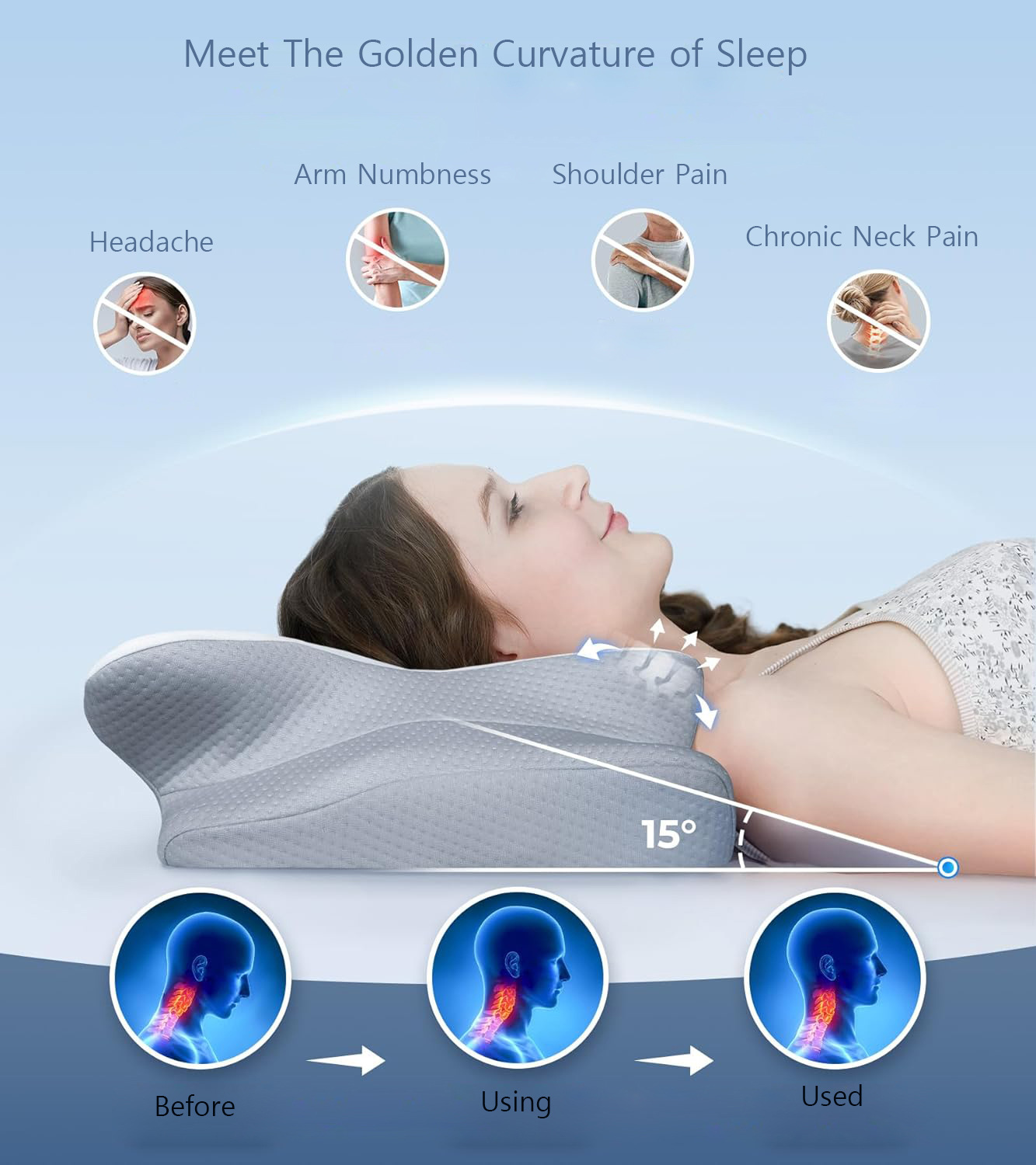 High-Performance Butterfly Memory Foam Pillow – 15° Cervical Support view 5