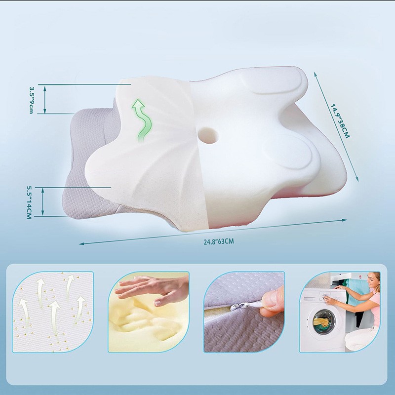 High-Performance Butterfly Memory Foam Pillow – 15° Cervical Support view 7