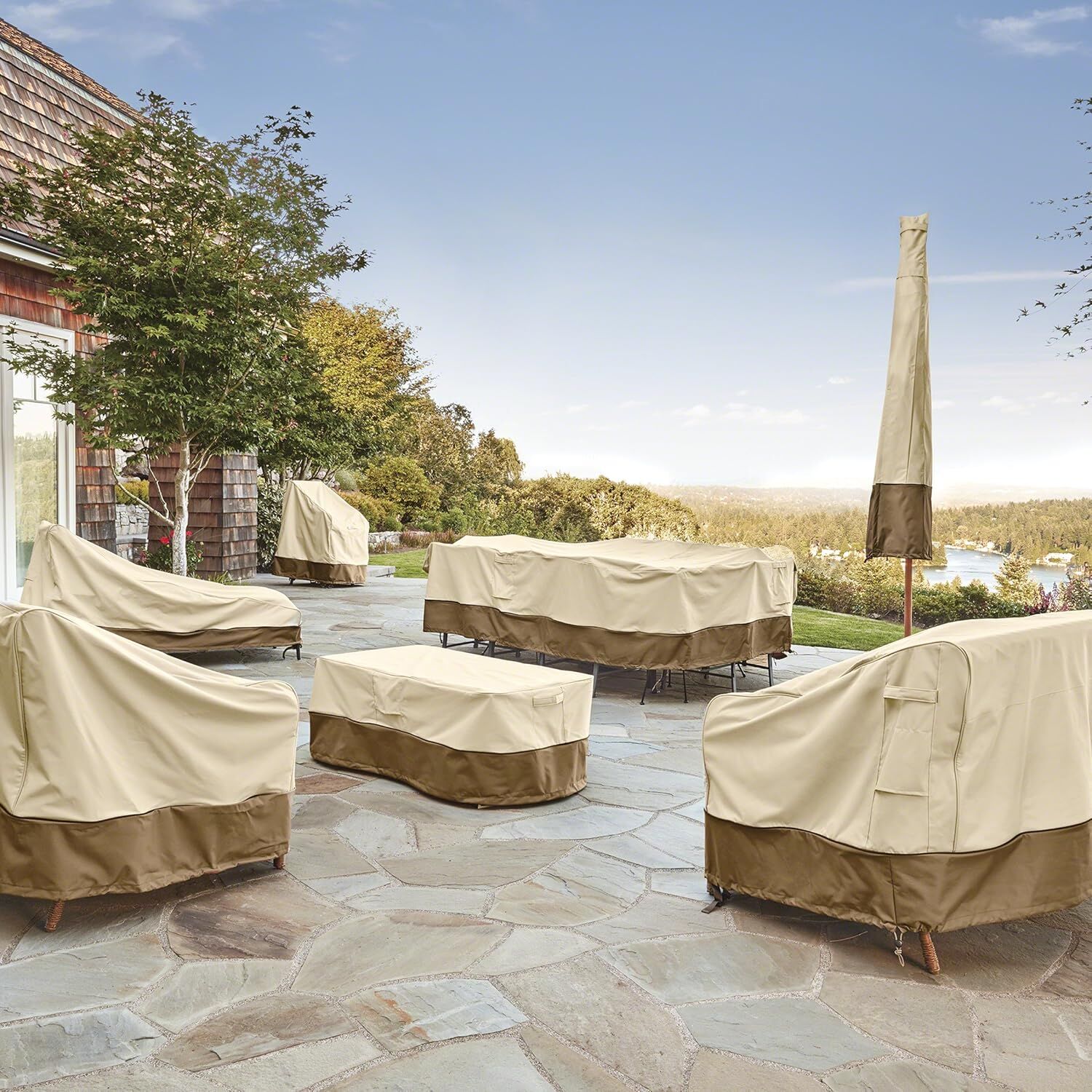 Patio Table & Chair Cover with Umbrella Hole: Water-Resistant Outdoor view 3