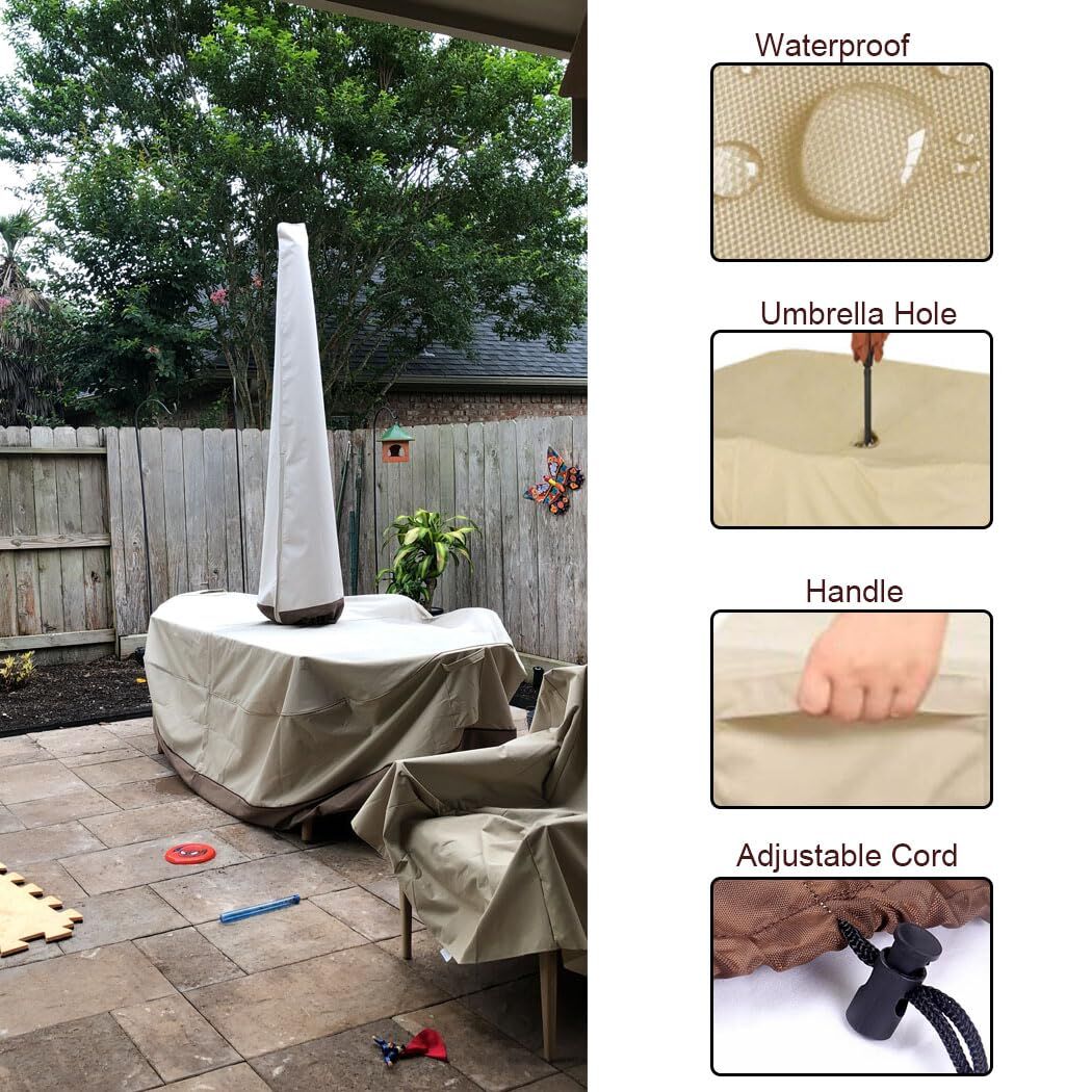 Patio Table & Chair Cover with Umbrella Hole: Water-Resistant Outdoor view 5