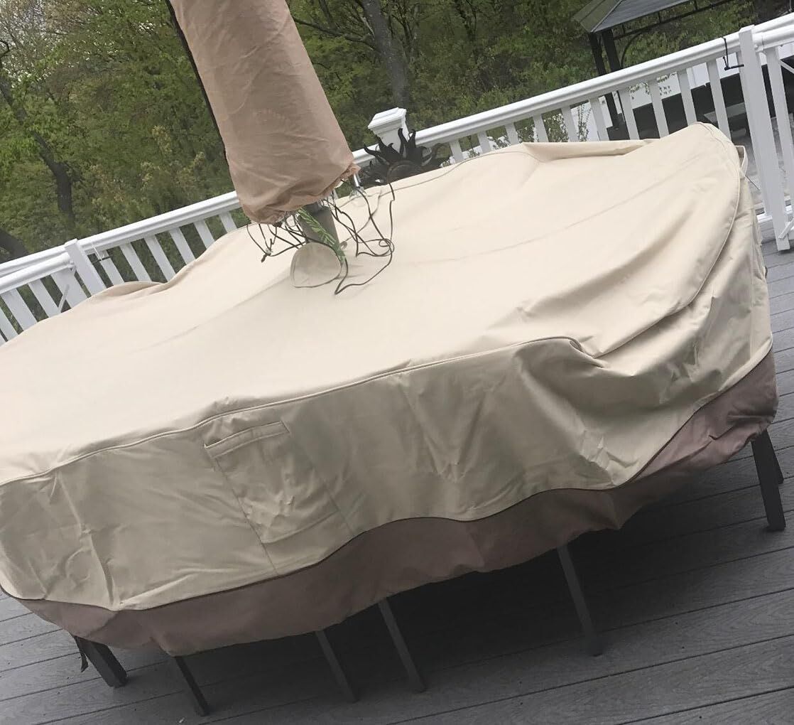 Patio Table & Chair Cover with Umbrella Hole: Water-Resistant Outdoor view 6