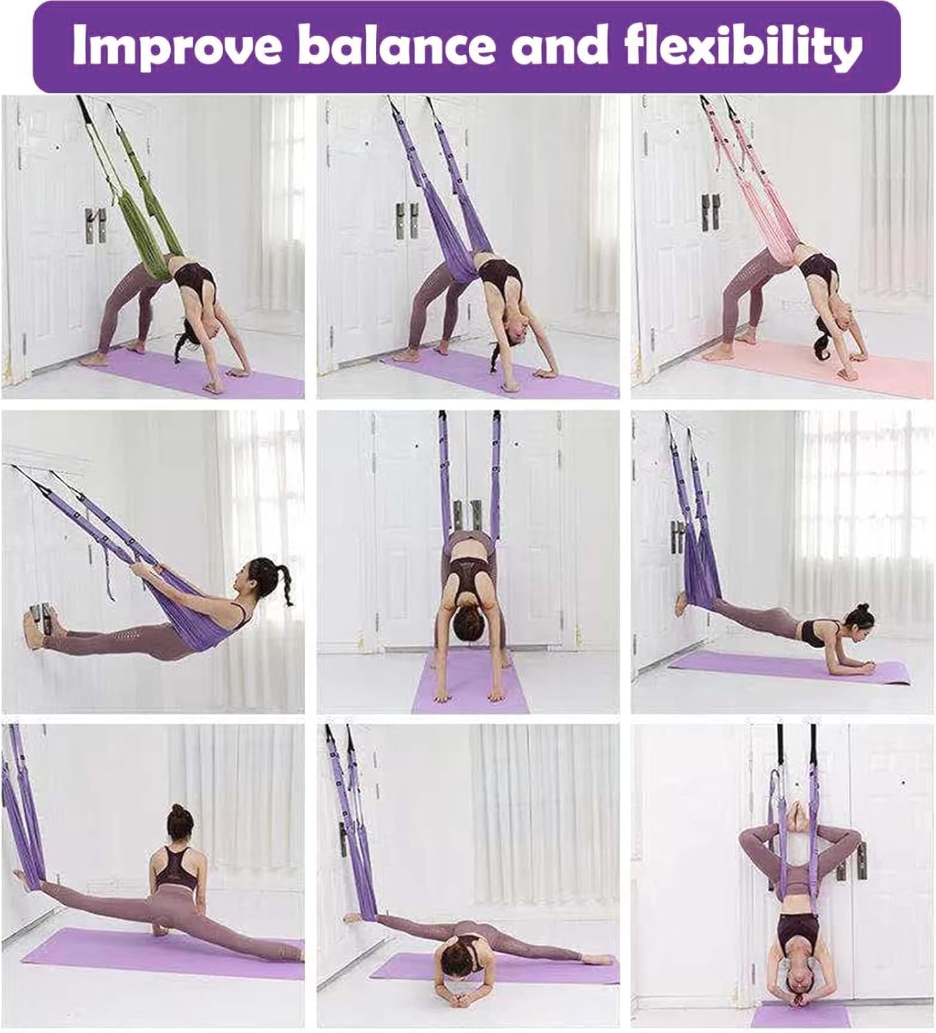 Door-Hanging Yoga Hammock for Backbend & Stretching – Adjustable Aerial Yoga view 9