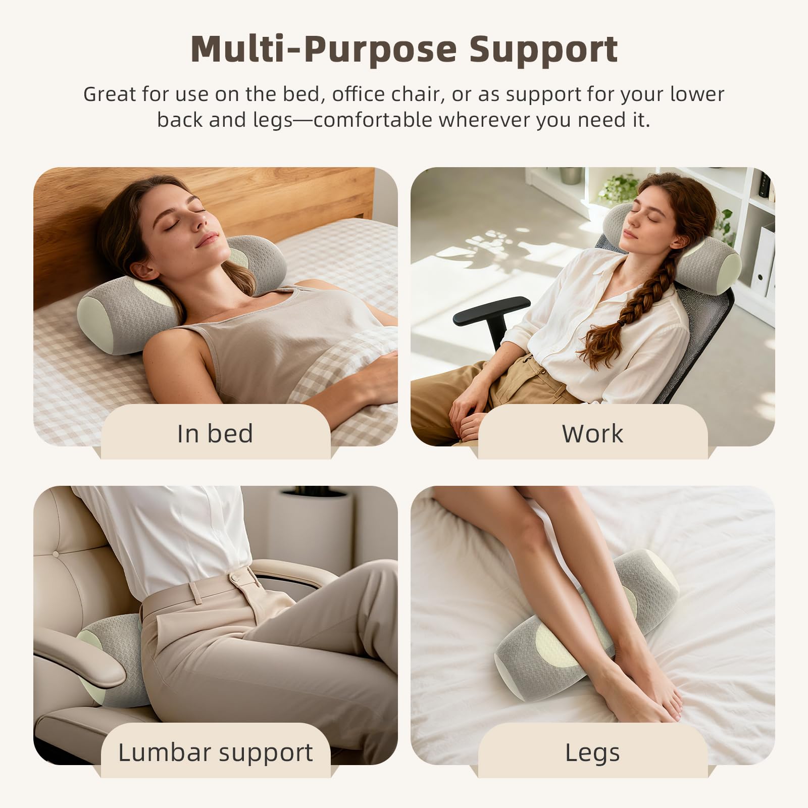 Organic Buckwheat Cervical Pillow – Ergonomic Neck Support for Side and Back view 6