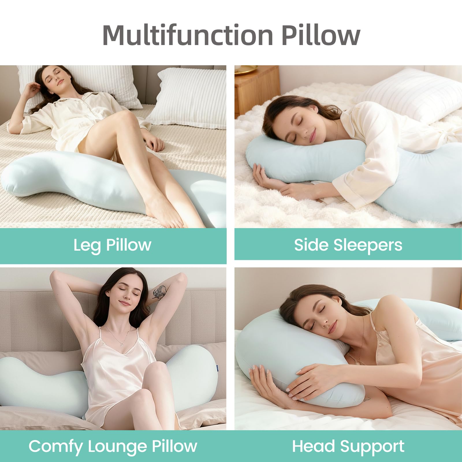 Pea Pod Shape Body Pillow for Adults – Full-Body Support Side Sleeper Pillow view 7