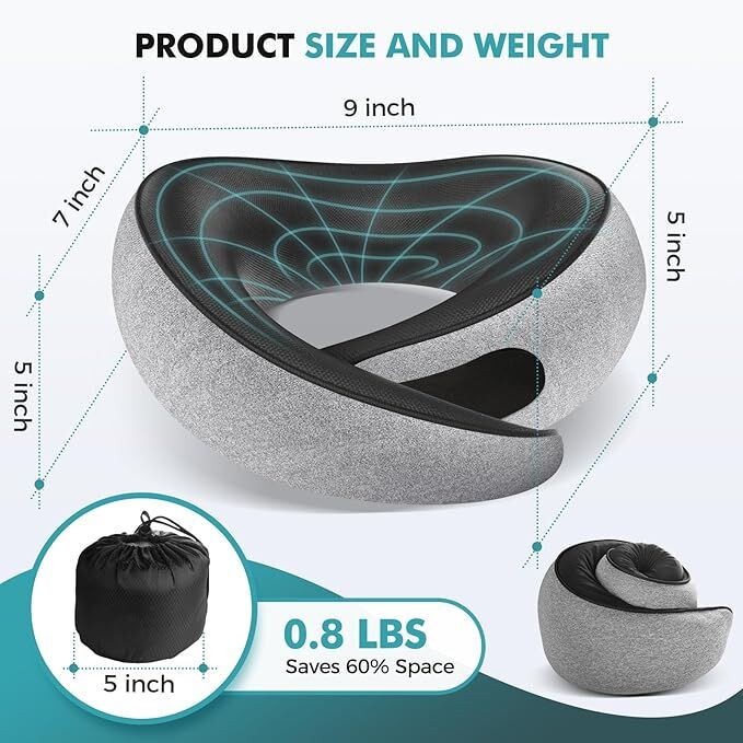 Travel Neck Pillows for Airplanes - 360° Ergonomic Memory Foam Travel Pillow view 7