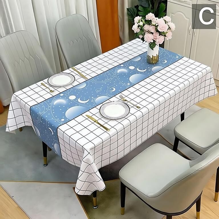 Waterproof Oilproof Washable Heat-Resistant PVC Tablecloth - 5 Patterns & view 3
