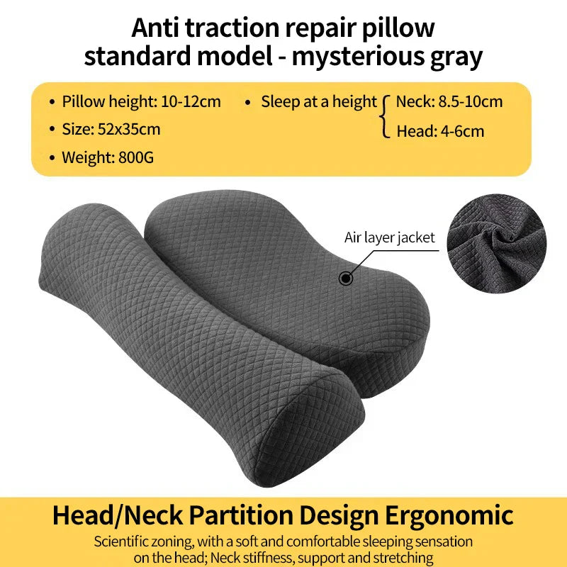 Ergonomic Memory Foam Cervical Pillow Orthopedic Contour Grey view 5