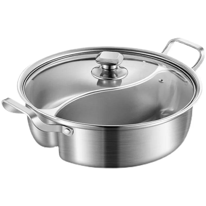 32cm 316 Stainless Steel Twin Divided Hot Pot Silver view 4