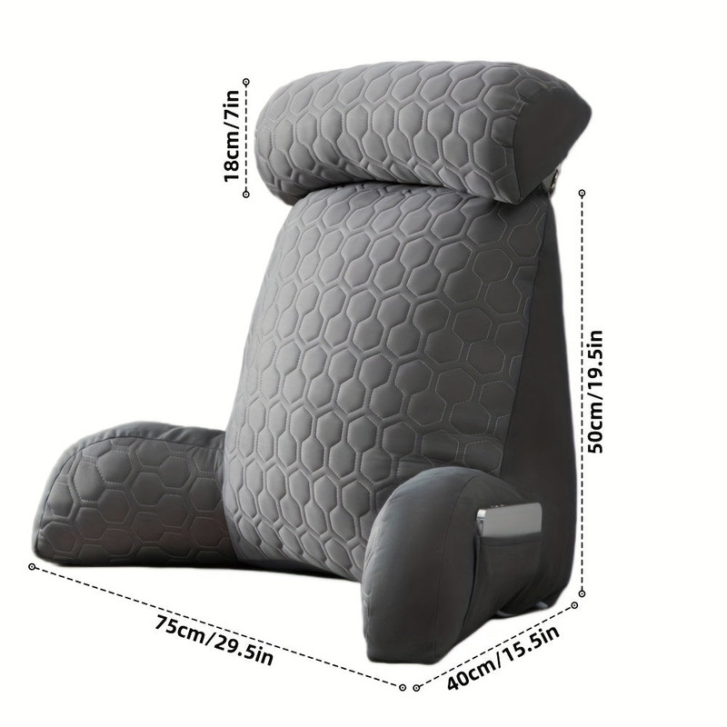 Cool Latex Reading Pillow with Armrests & Pockets view 2