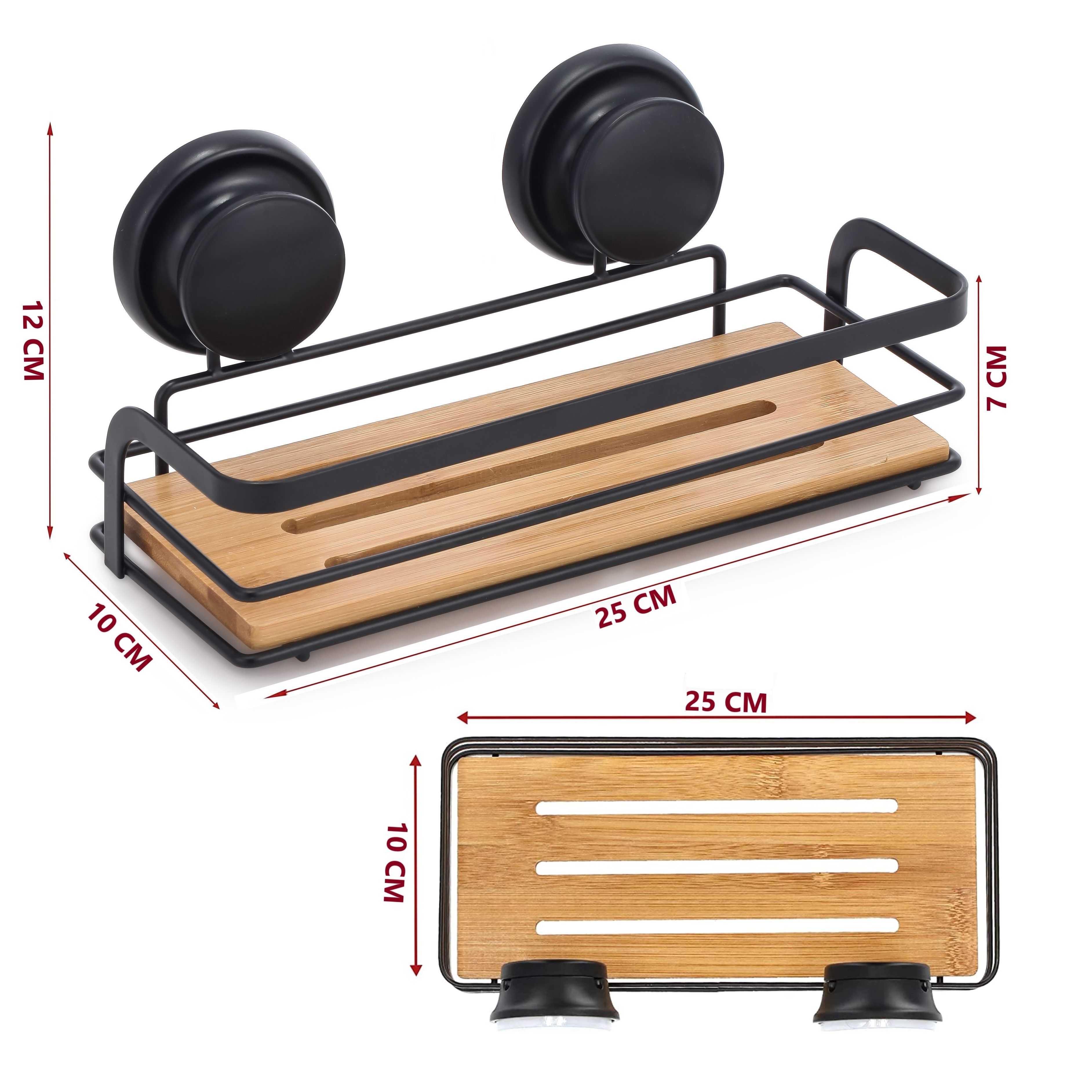 2 Pack Rectangular Bamboo Corner Shower Caddy Shelf Basket Rack with Premium view 9