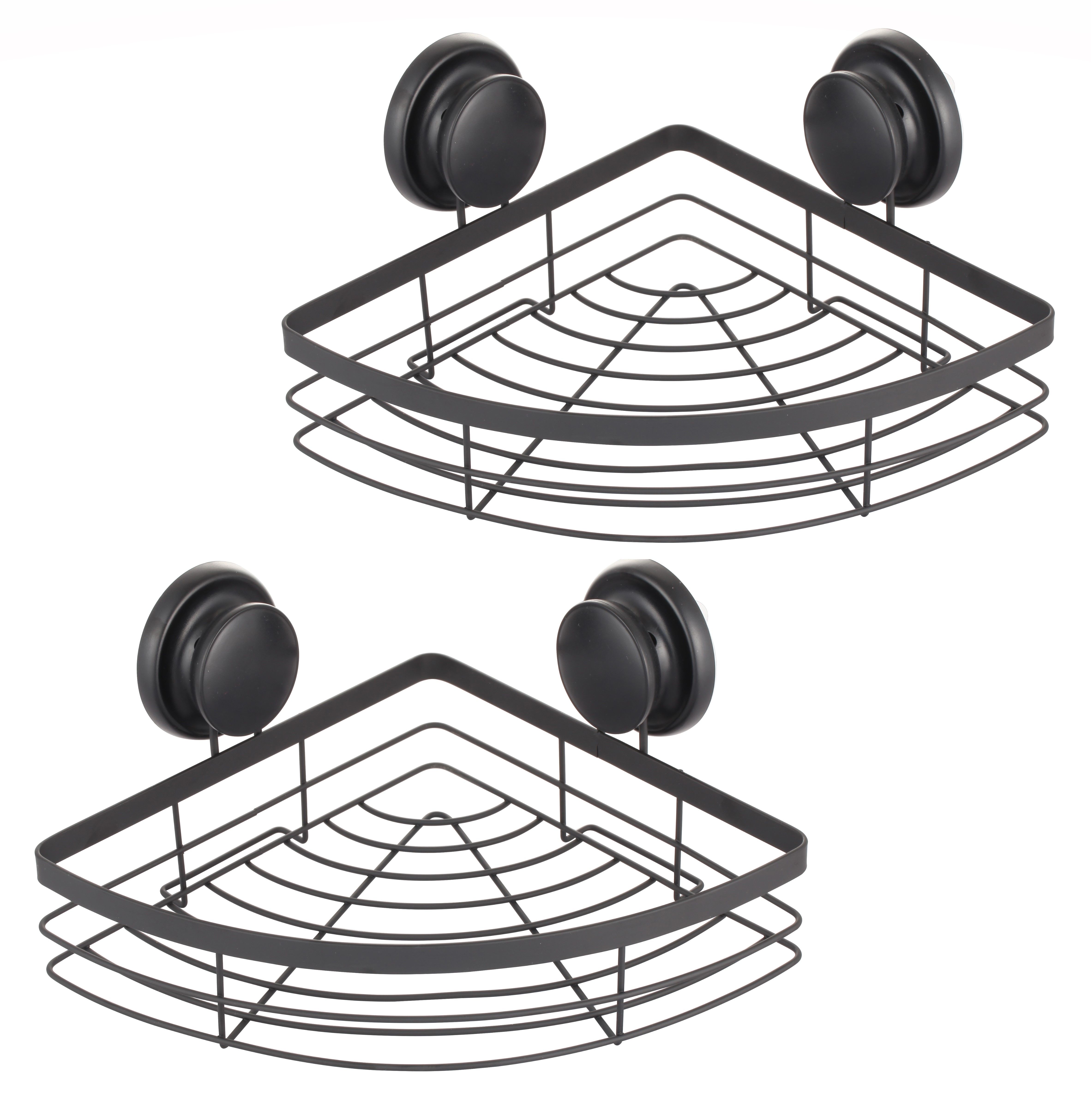 2 Pack Round Corner Shower Caddy Shelf Basket Rack with Premium Vacuum Suction