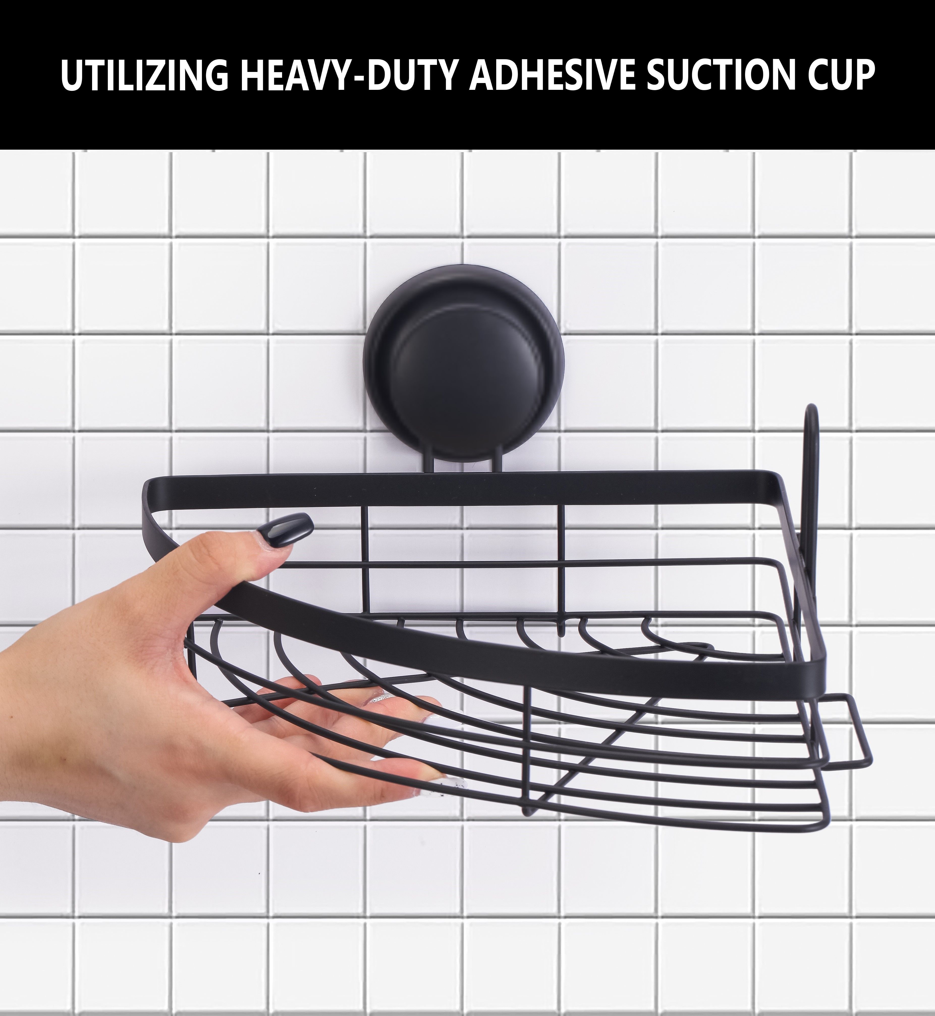 2 Pack Round Corner Shower Caddy Shelf Basket Rack with Premium Vacuum Suction view 4