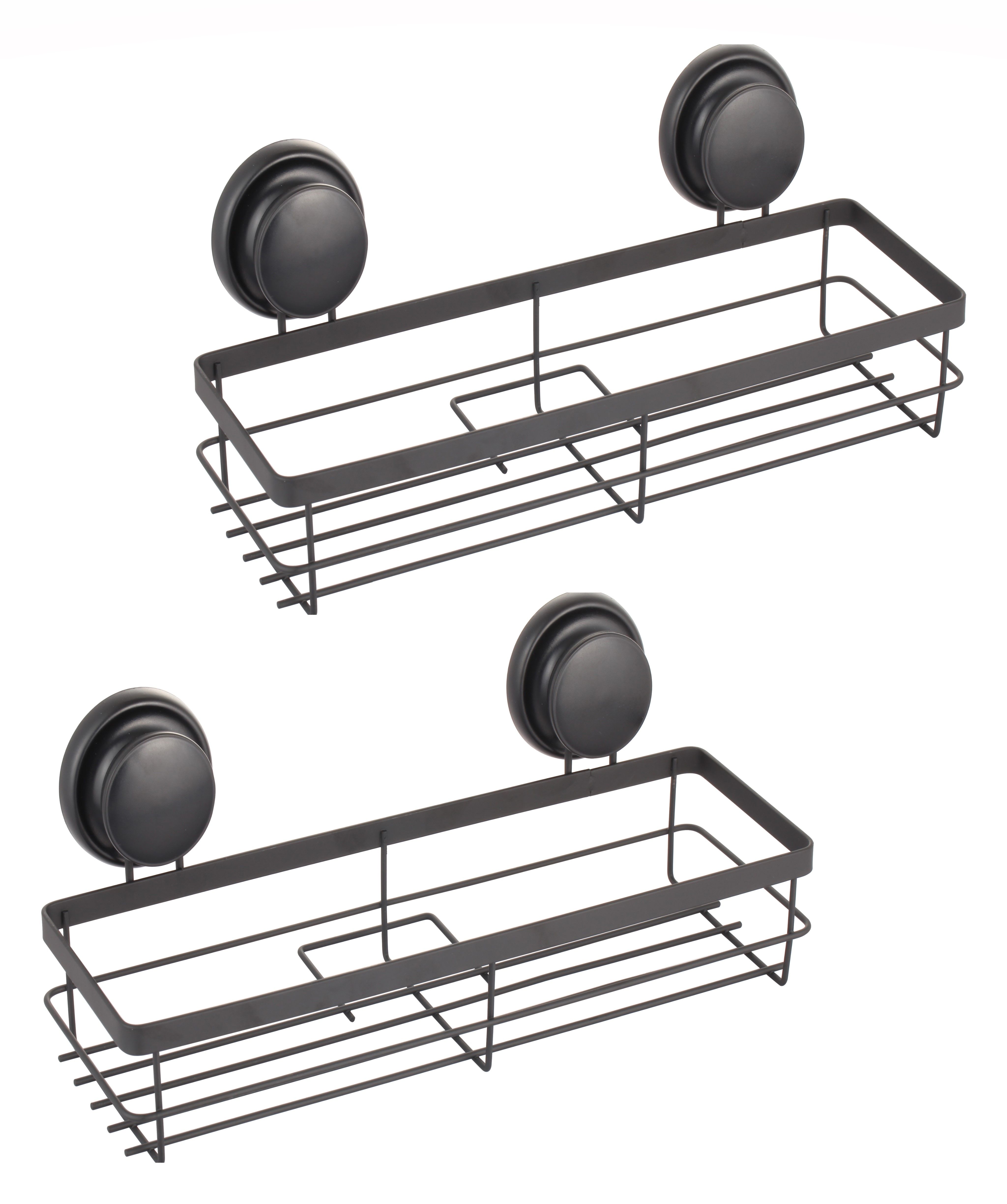2 Pack Rectangular Corner Shower Caddy Shelf Basket Rack with Premium Vacuum