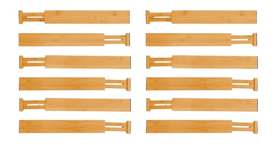 12 Pack Bamboo Adjustable Kitchen Drawer Dividers (Large, 44-55 cm) view 8