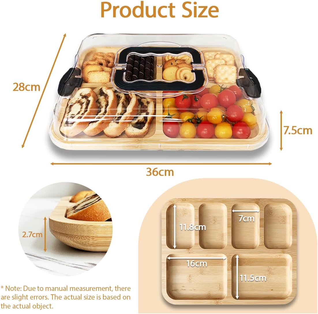 CARLA HOME Bamboo Charcuterie Board with Lid & Handle ideal Gift for Kitchen view 6