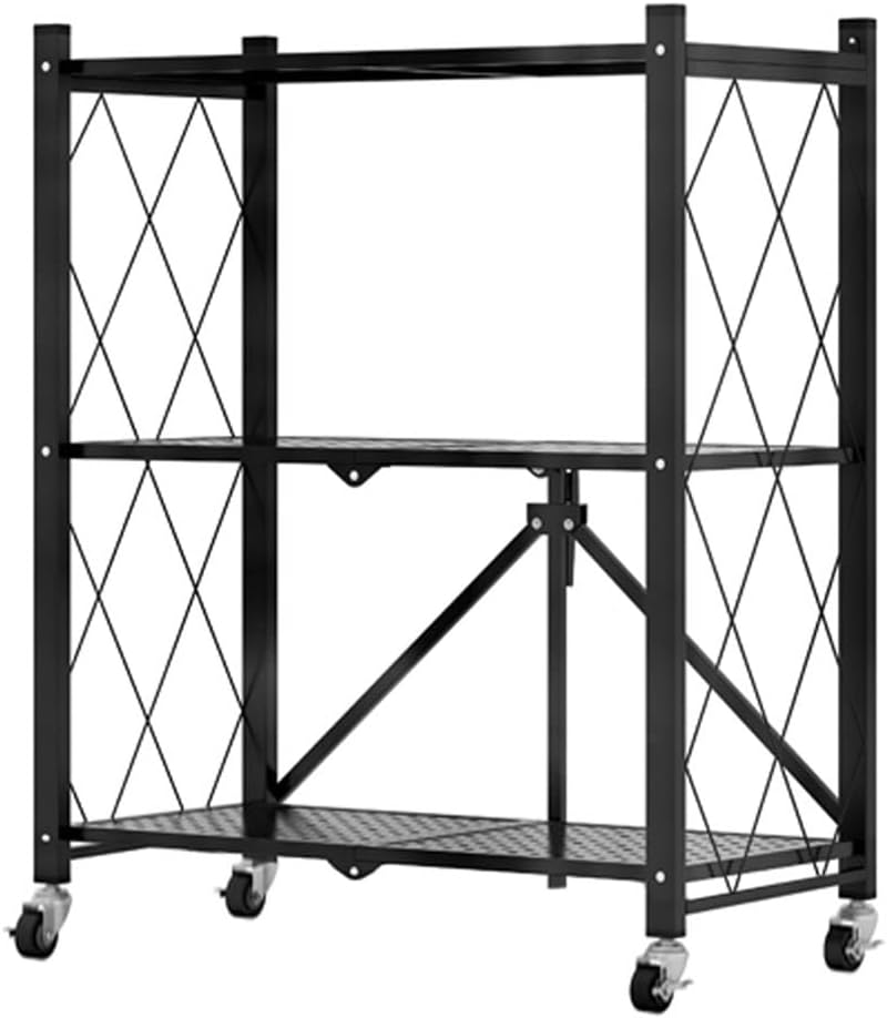 CARLA HOME 3-Tier Foldable Storage Shelf with Wheels for Kitchen