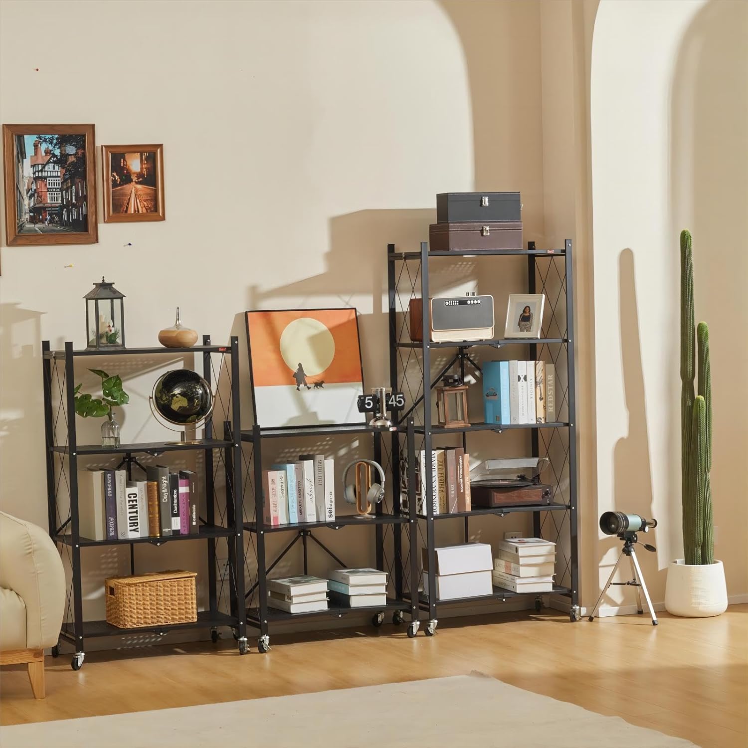 CARLA HOME 3-Tier Foldable Storage Shelf with Wheels for Kitchen view 9