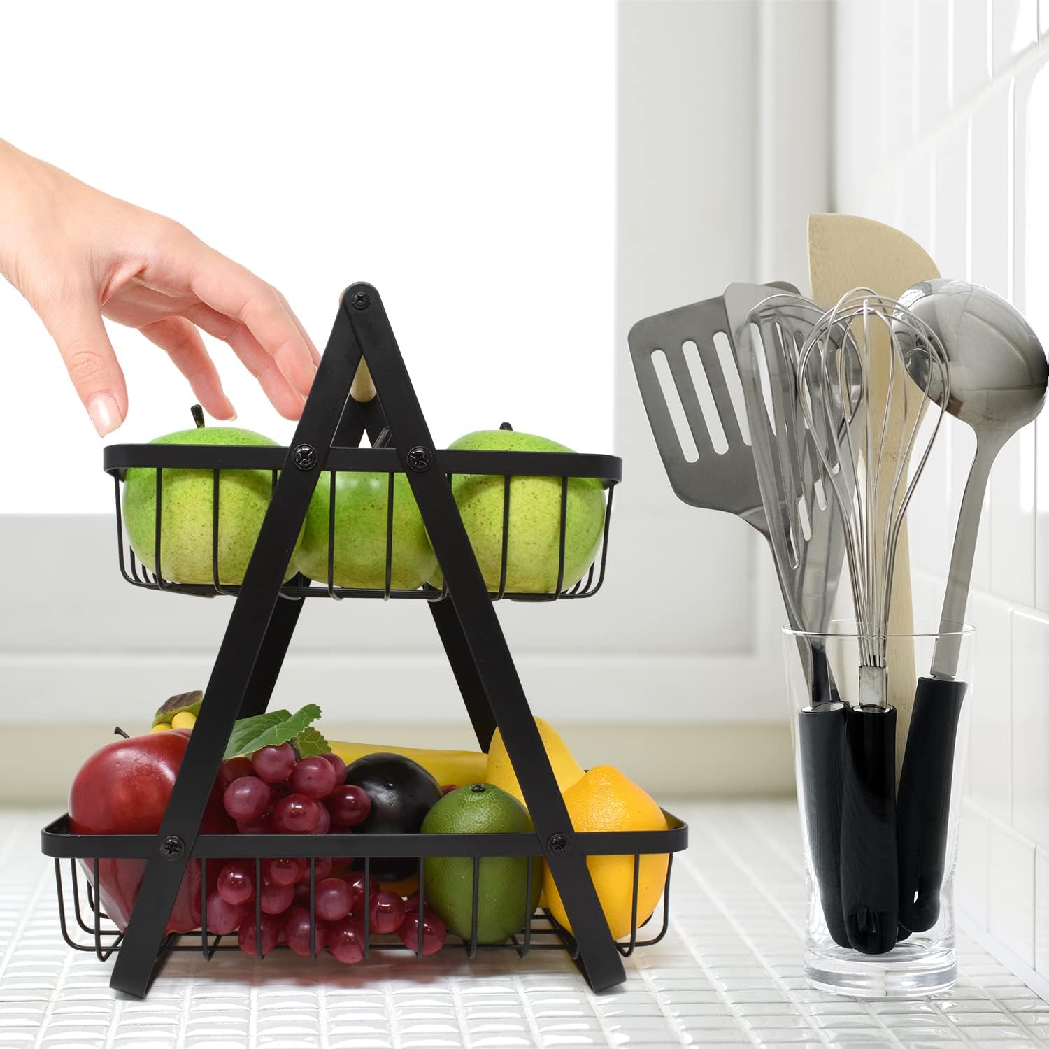 CARLA HOME 2-Tier Fruit Basket Stand for Kitchen Countertop for Fruits view 9
