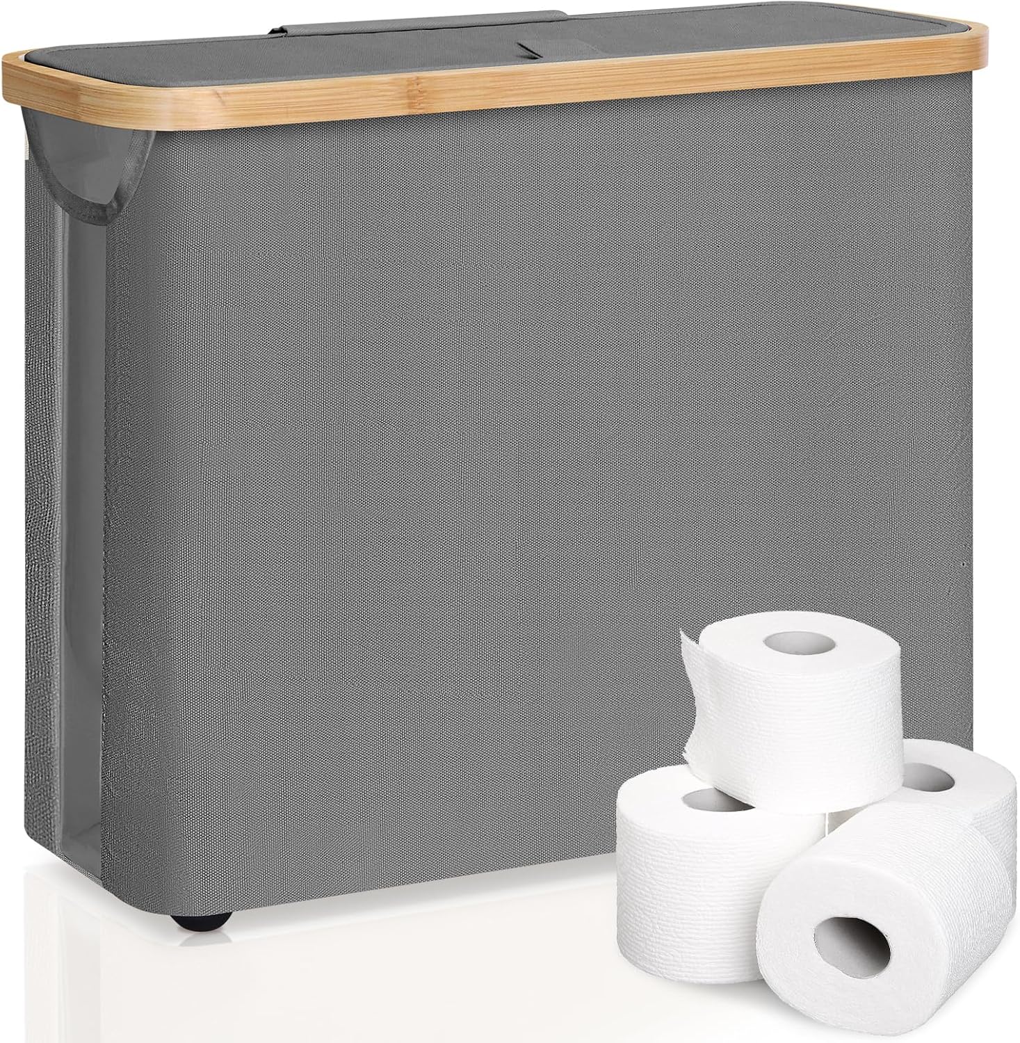 CARLA HOME Toilet Paper Storage Basket Holds Up to 12 Rolls with Bamboo Lid