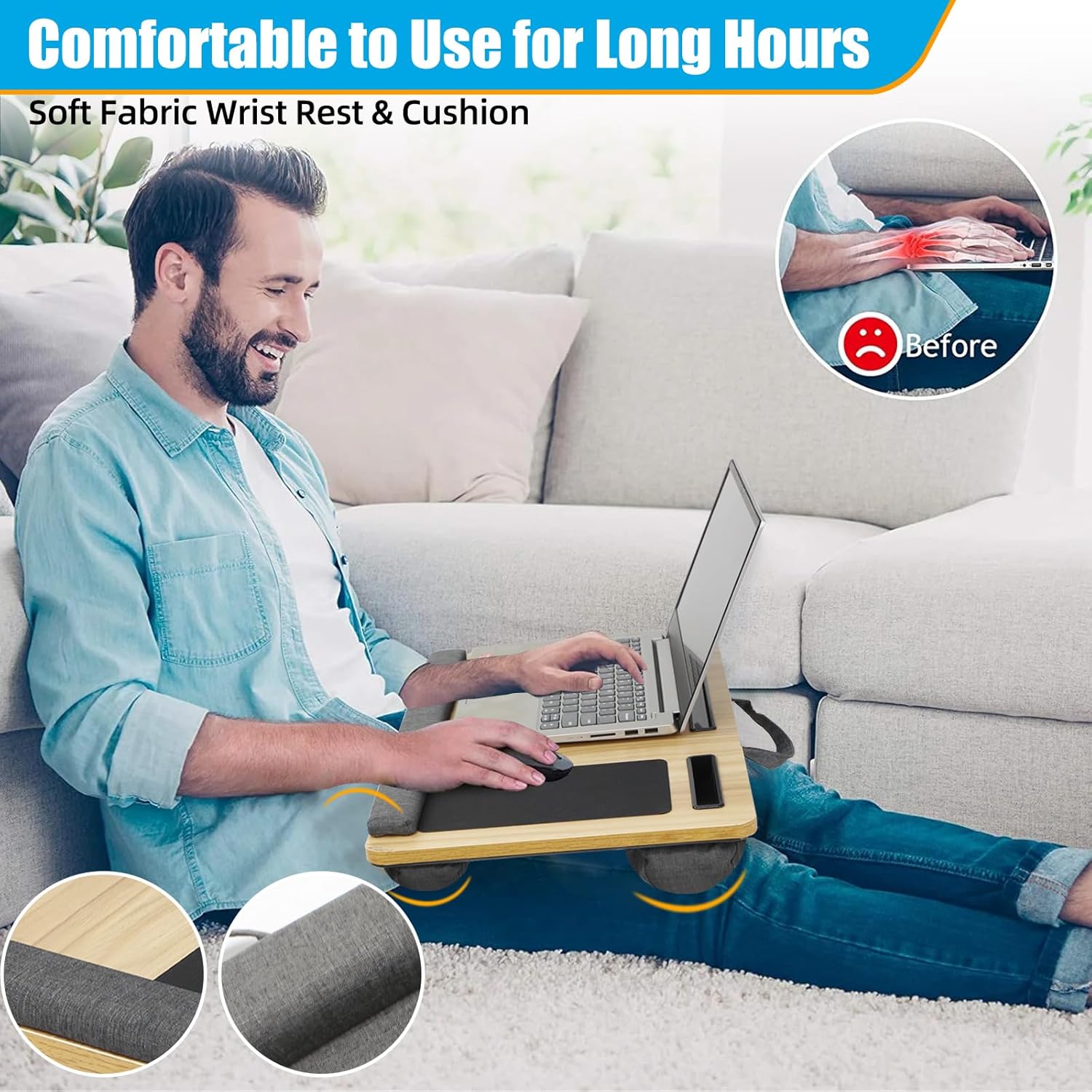CARLA HOME Oversized Portable Lap Desk with Cushion view 6