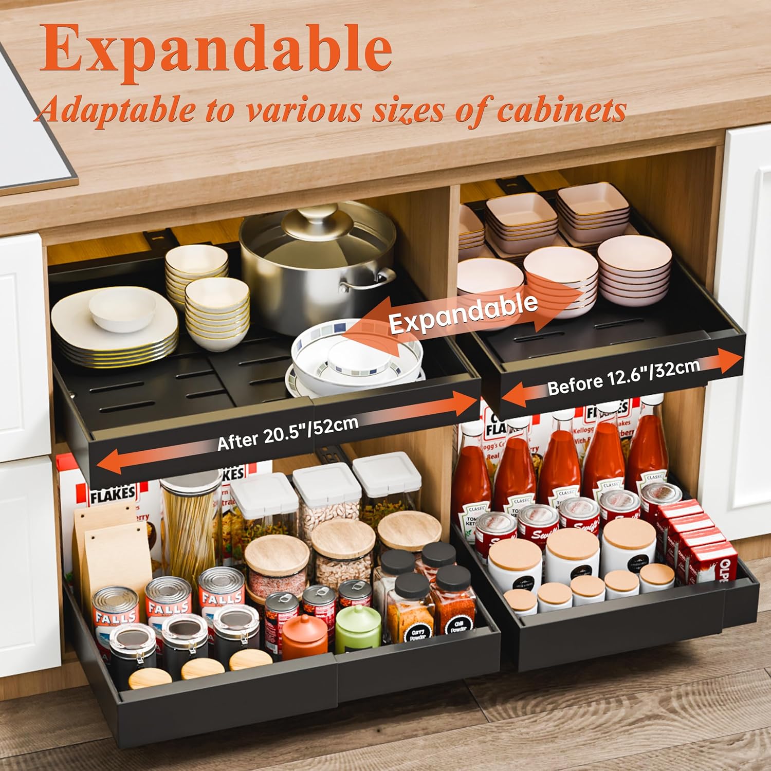 CARLA HOME Pack Pull Out Cabinet Organizer Expandable for Cabinets with view 3