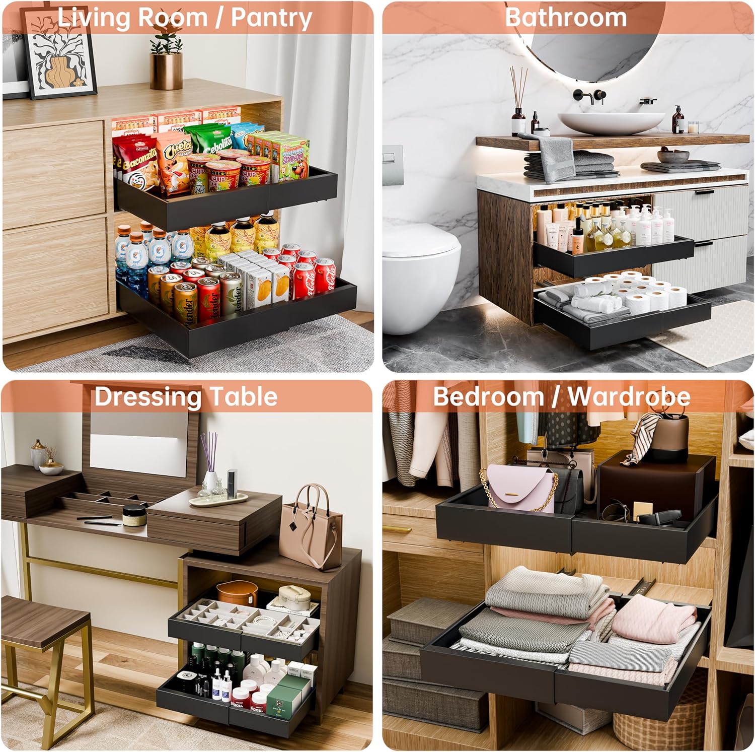 CARLA HOME Pack Pull Out Cabinet Organizer Expandable for Cabinets with view 5