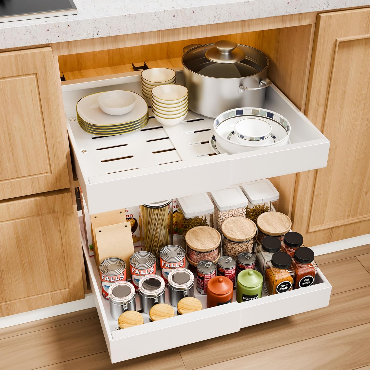 CARLA HOME Pack Pull Out Cabinet Organizer Expandable for Cabinets with