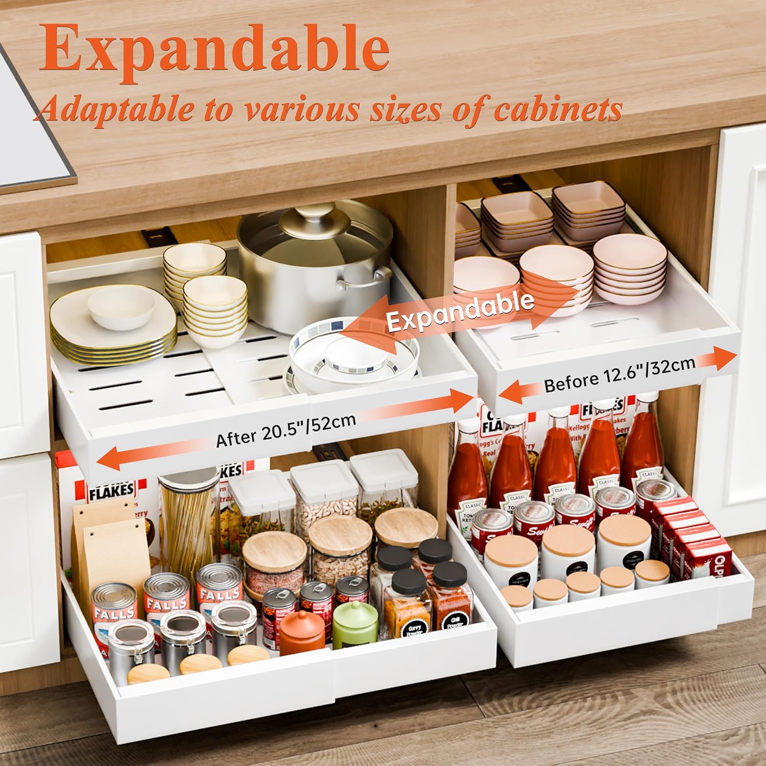 CARLA HOME Pack Pull Out Cabinet Organizer Expandable for Cabinets with view 3