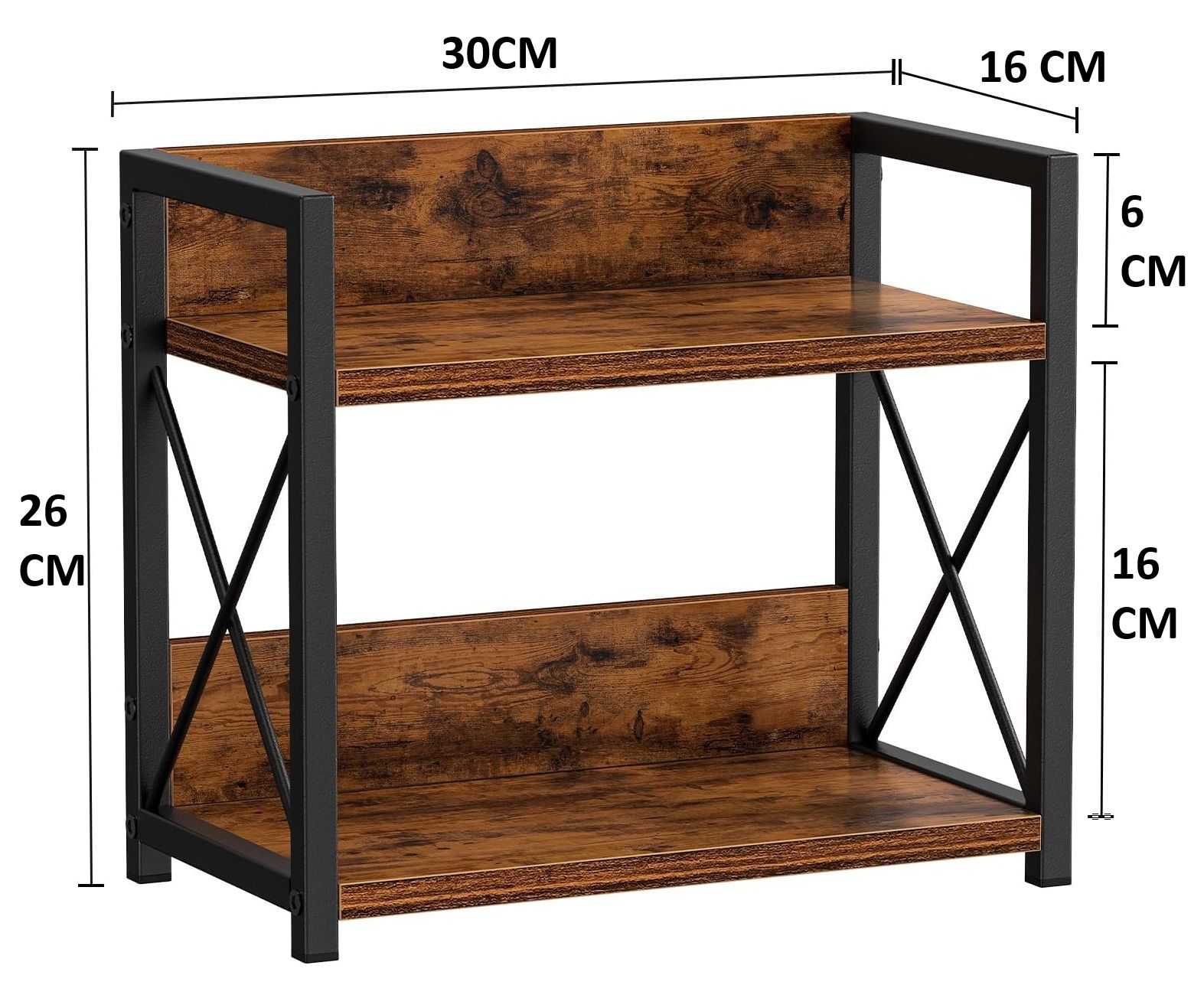 CARLA HOME 2-Tier Countertop Shelf Organizer Rustic Wood Kitchen Spice Rack view 7