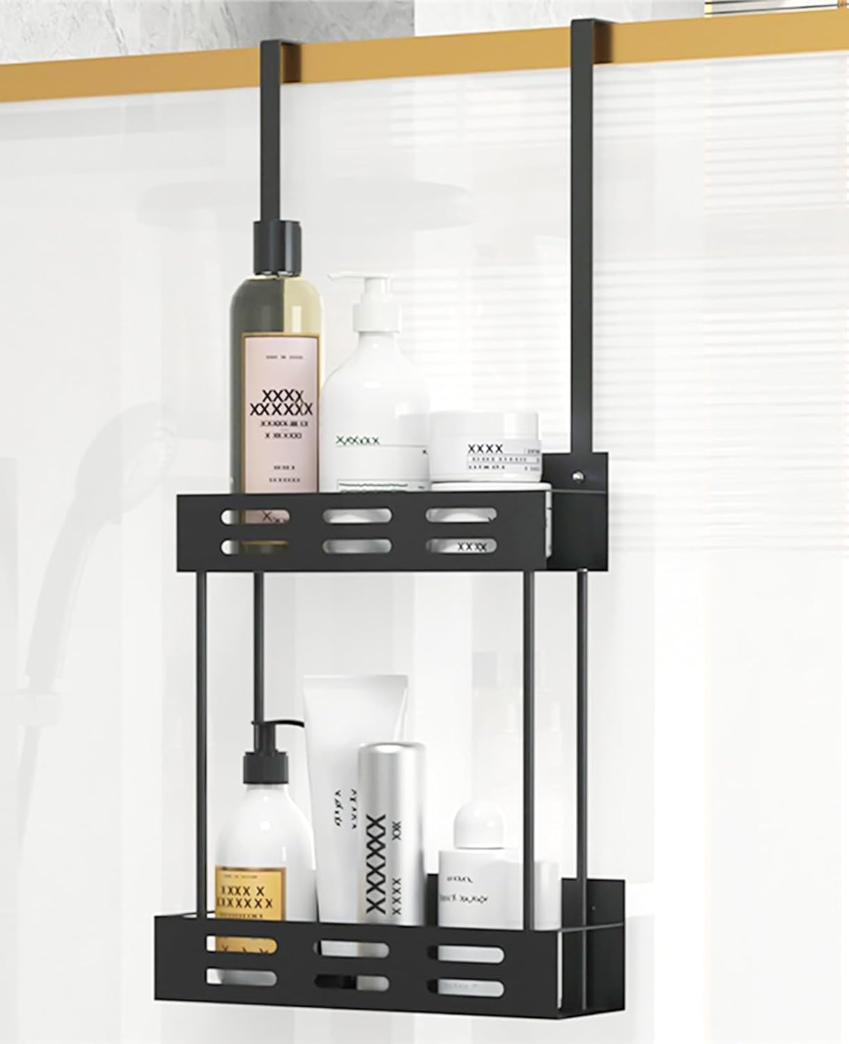 CARLA HOME Over the Door 2-tier Shower Caddy Organizer Shelf with Hooks for