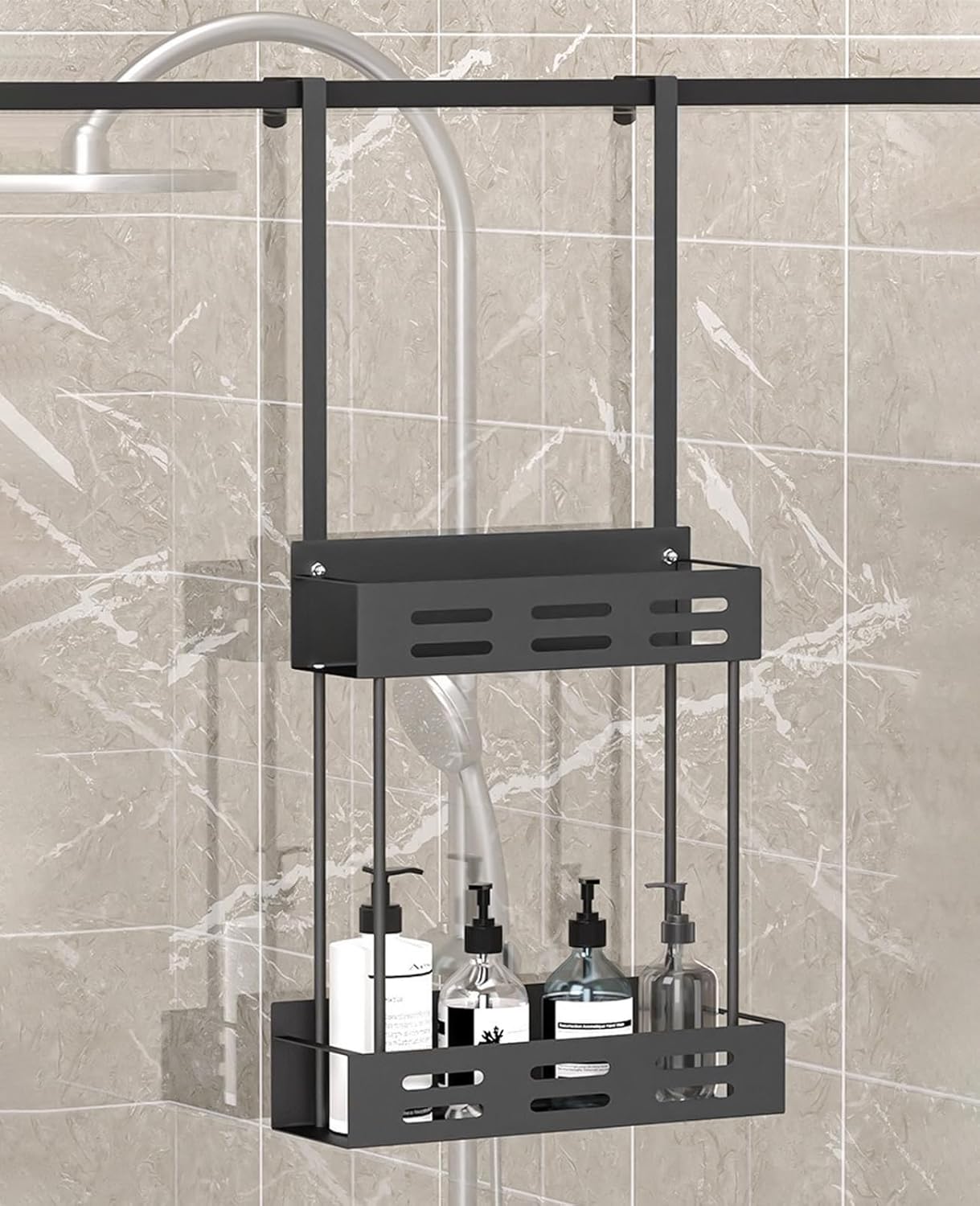 CARLA HOME Over the Door 2-tier Shower Caddy Organizer Shelf with Hooks for view 7