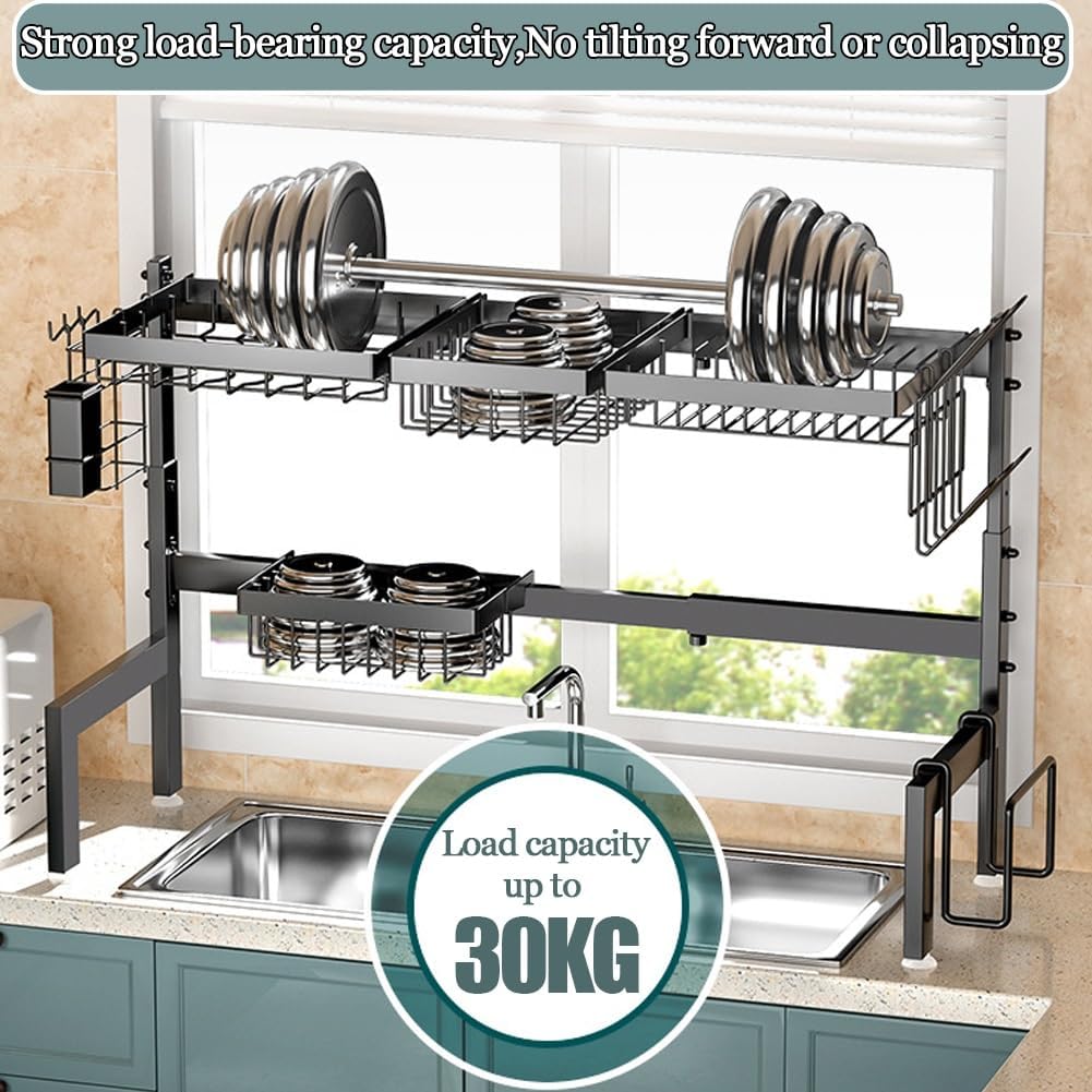 CARLA HOME Adjustable Over the Sink Dish Drying Rack with Utensil Holder view 6