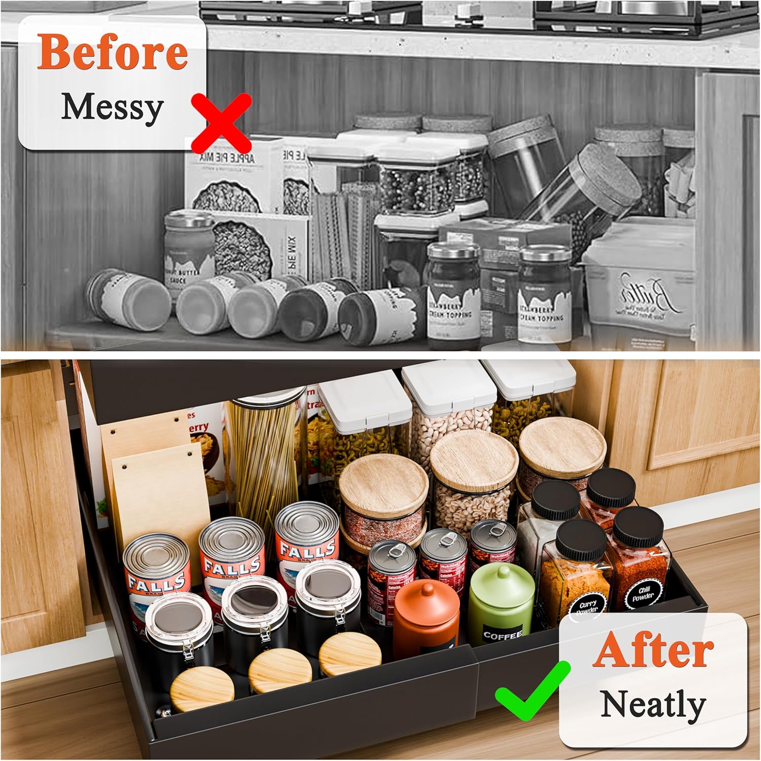 CARLA HOME 2 Pack Pull Out Cabinet Organizer Expandable for Cabinets with view 4