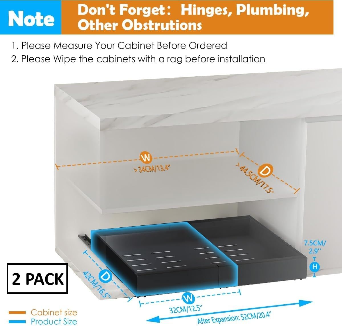 CARLA HOME 2 Pack Pull Out Cabinet Organizer Expandable for Cabinets with view 2